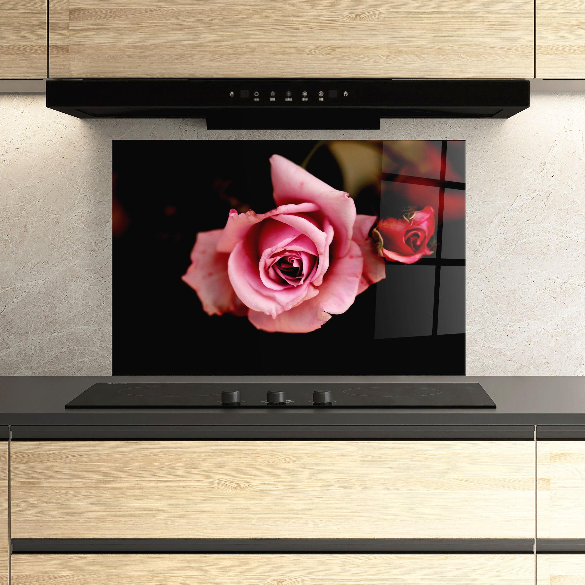 Стъклен панел за кухня Opened Pink Rose mockup 3