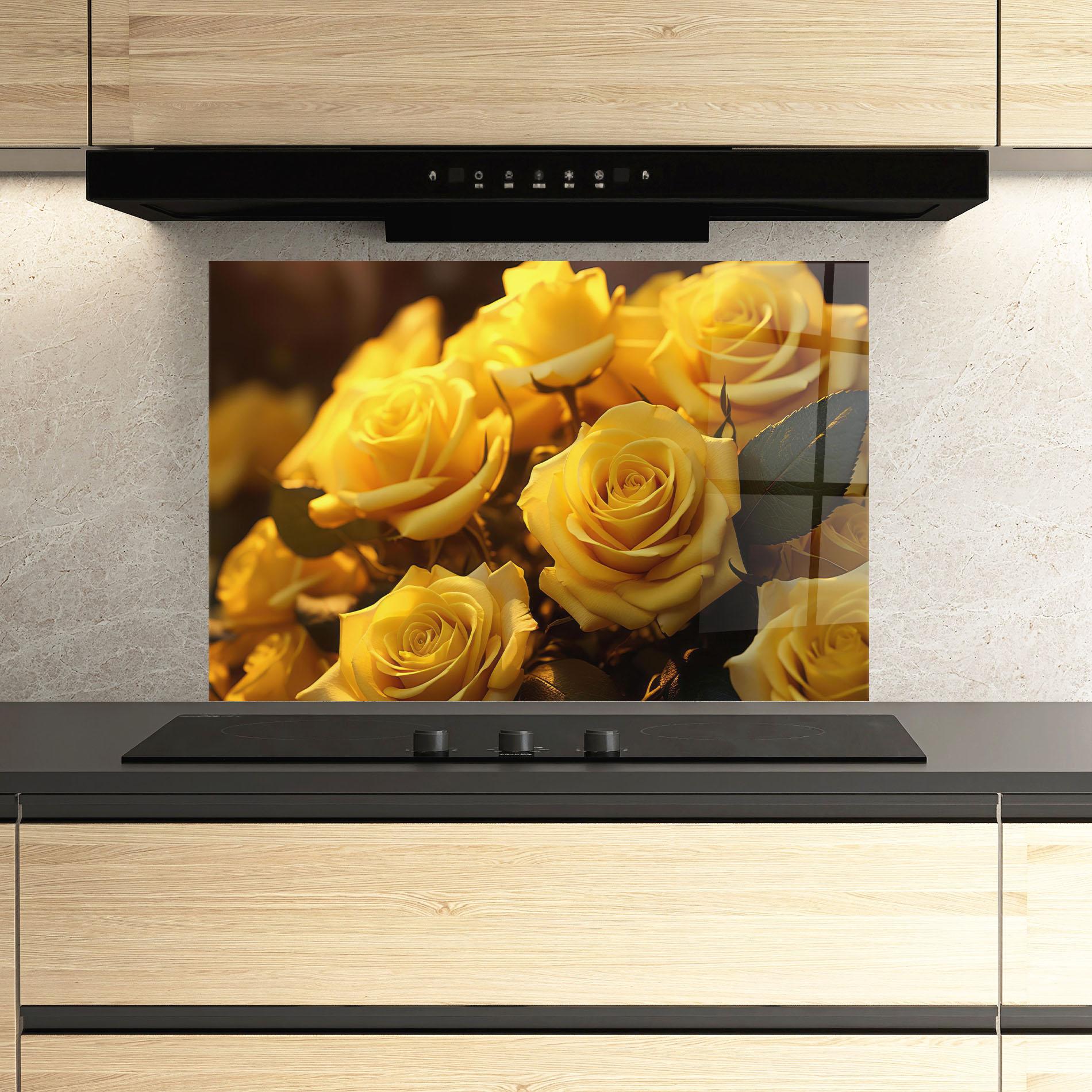 Стъклен панел за кухня Yellow Rose mockup 3