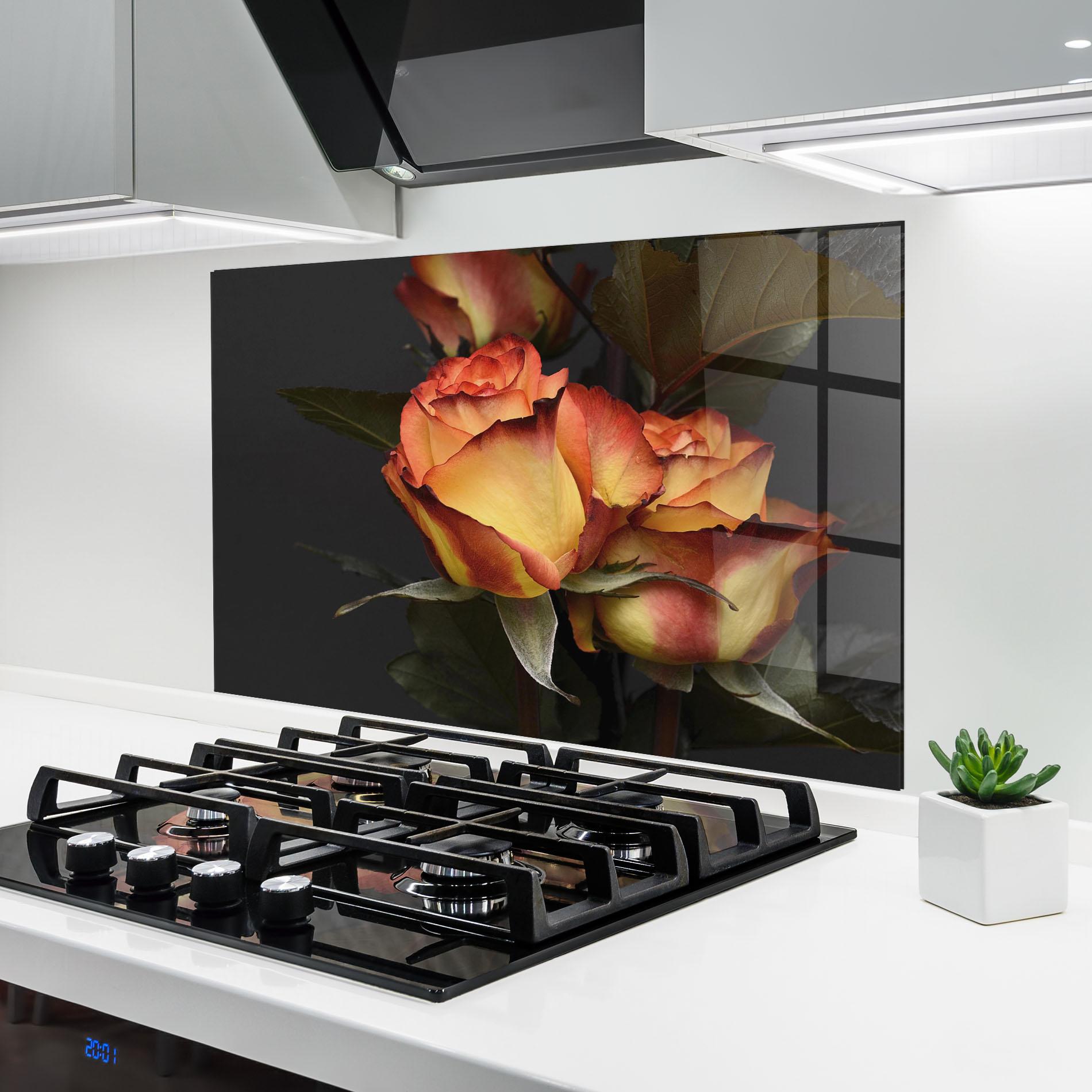 Стъклен панел за кухня Orange Rose mockup 6