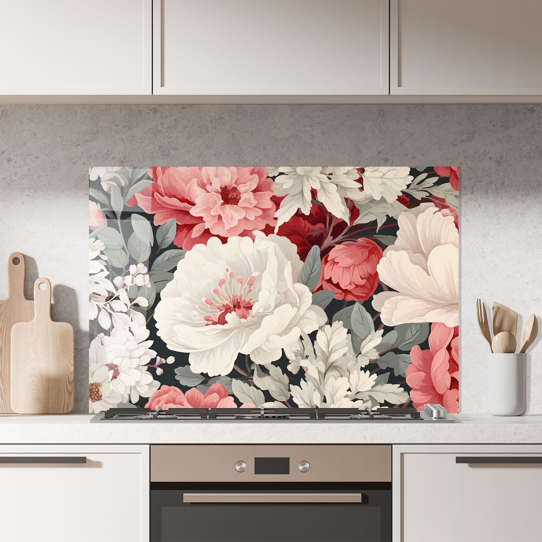 Стъклен панел за кухня Cream Pink Rose mockup 7