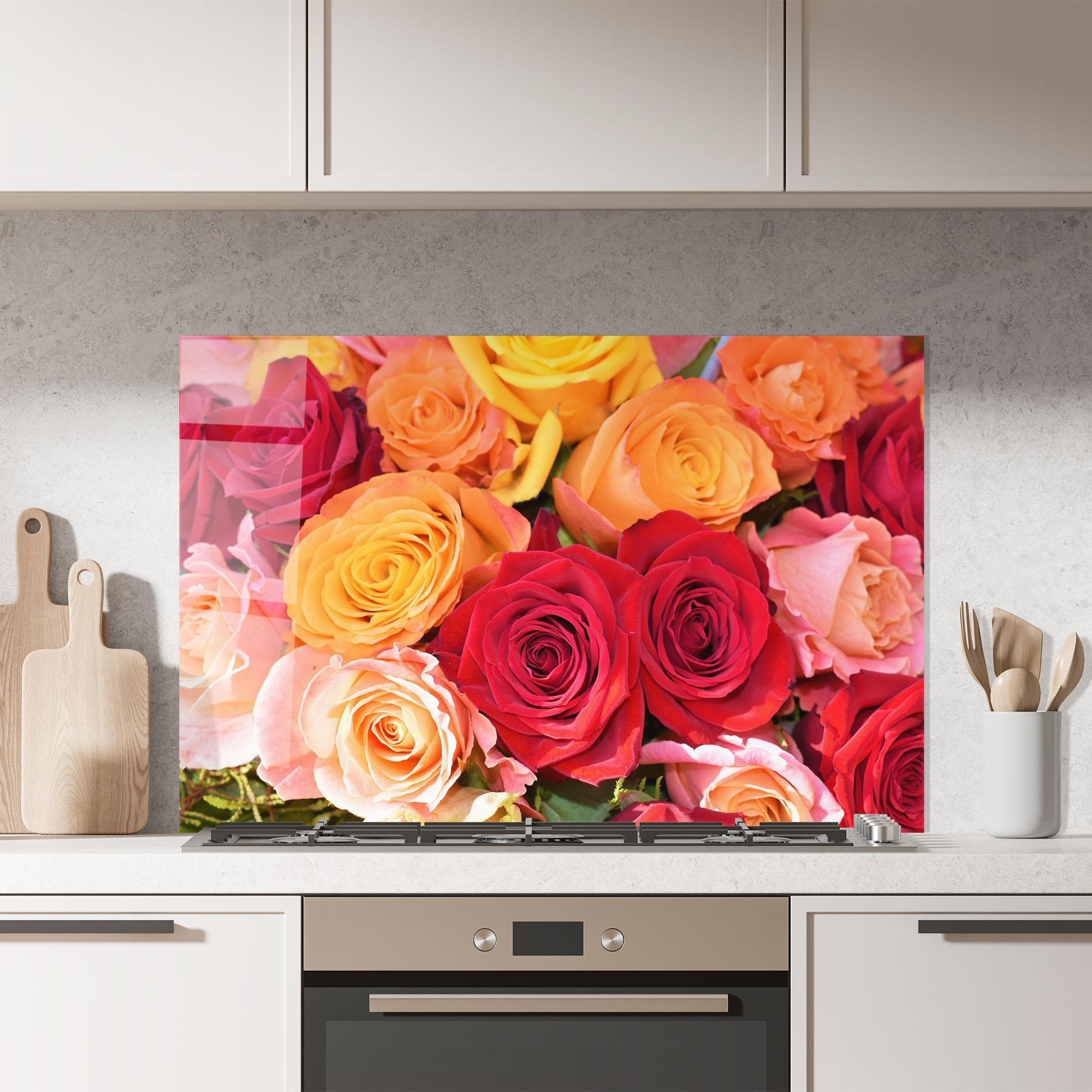 Стъклен панел за кухня Mixed Roses mockup 7