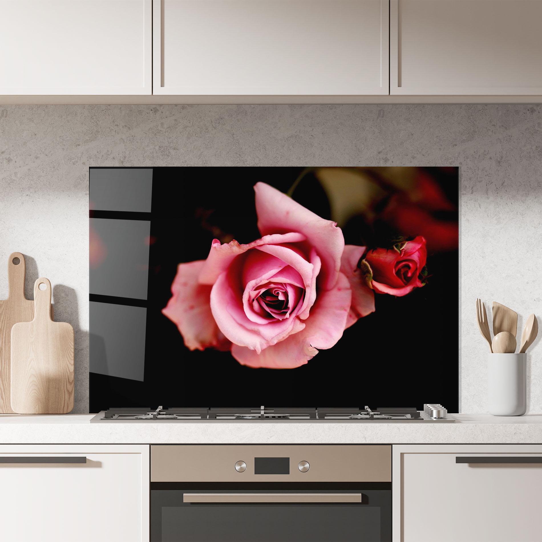 Стъклен панел за кухня Opened Pink Rose mockup 7