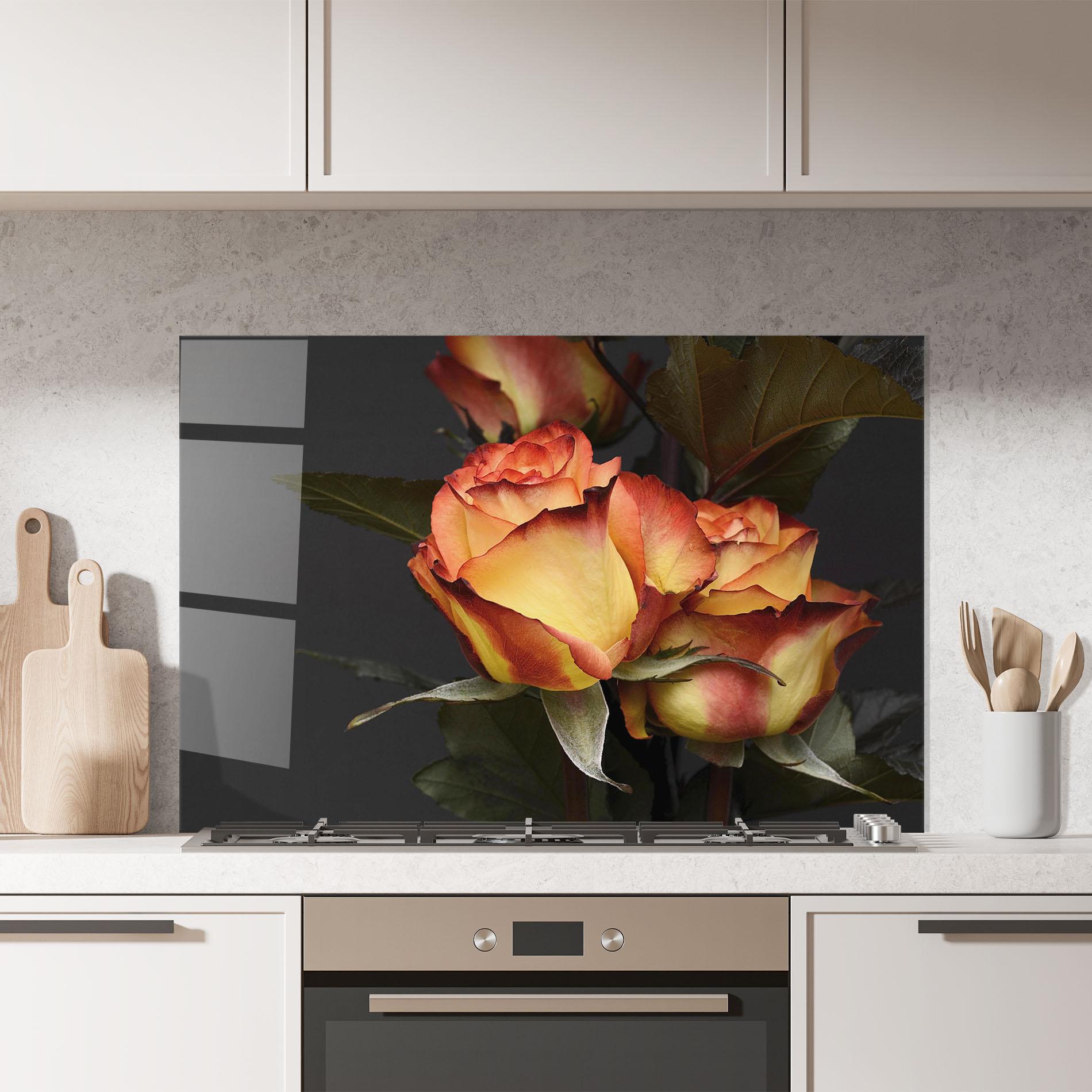 Стъклен панел за кухня Orange Rose mockup 7