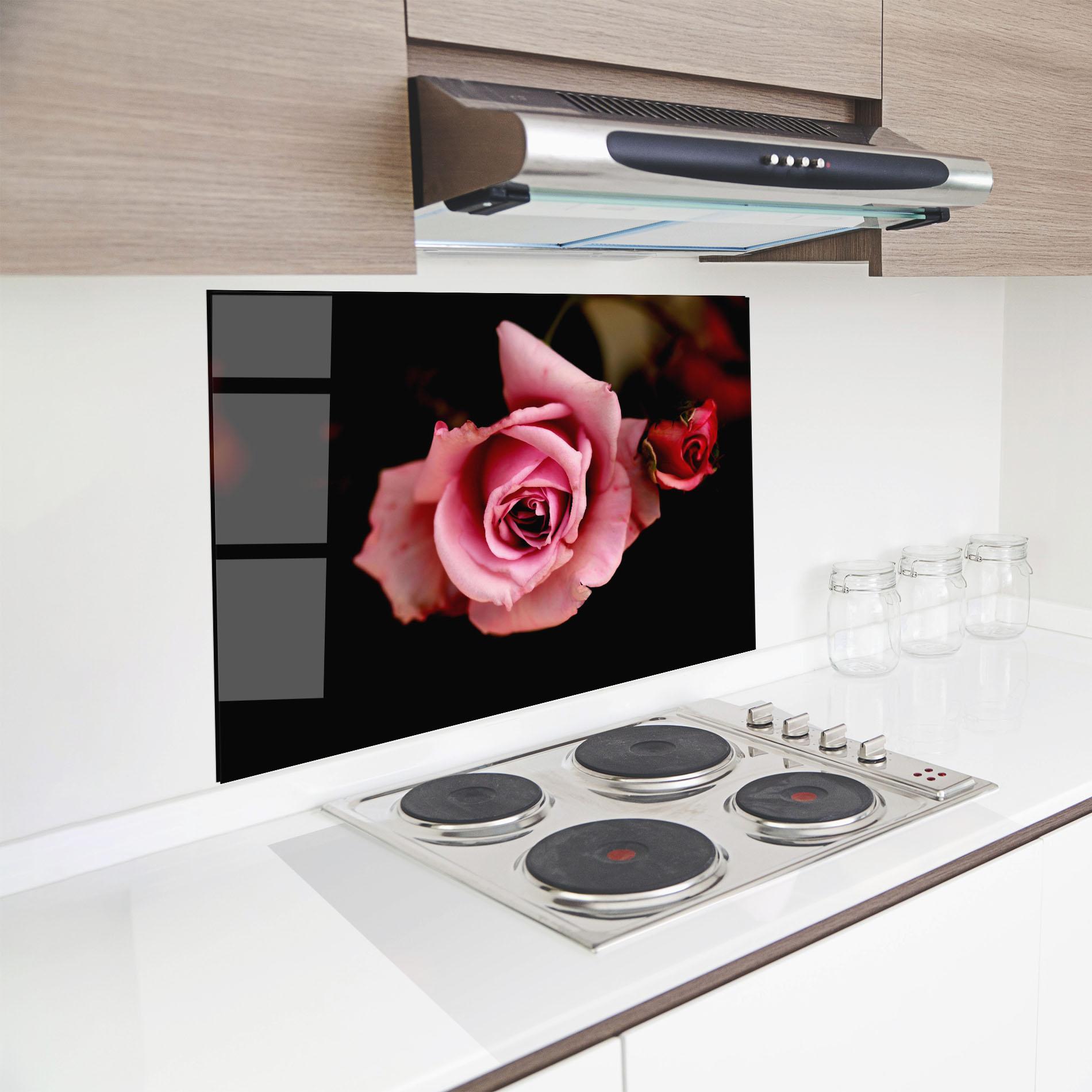 Стъклен панел за кухня Opened Pink Rose mockup 8