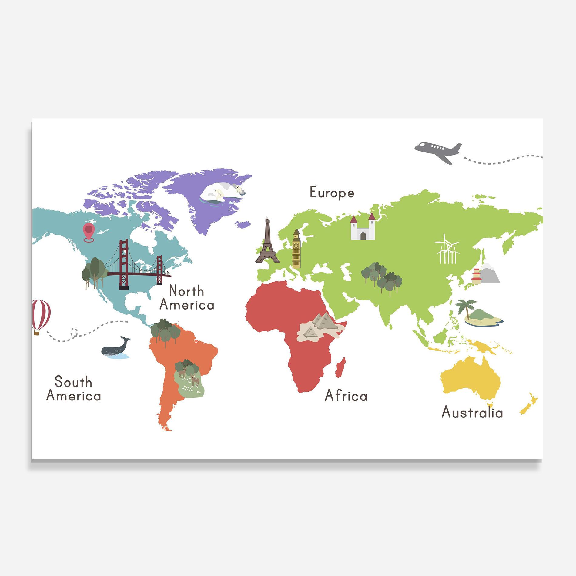 Стъклен панел за кухня Colored World Map mockup 0
