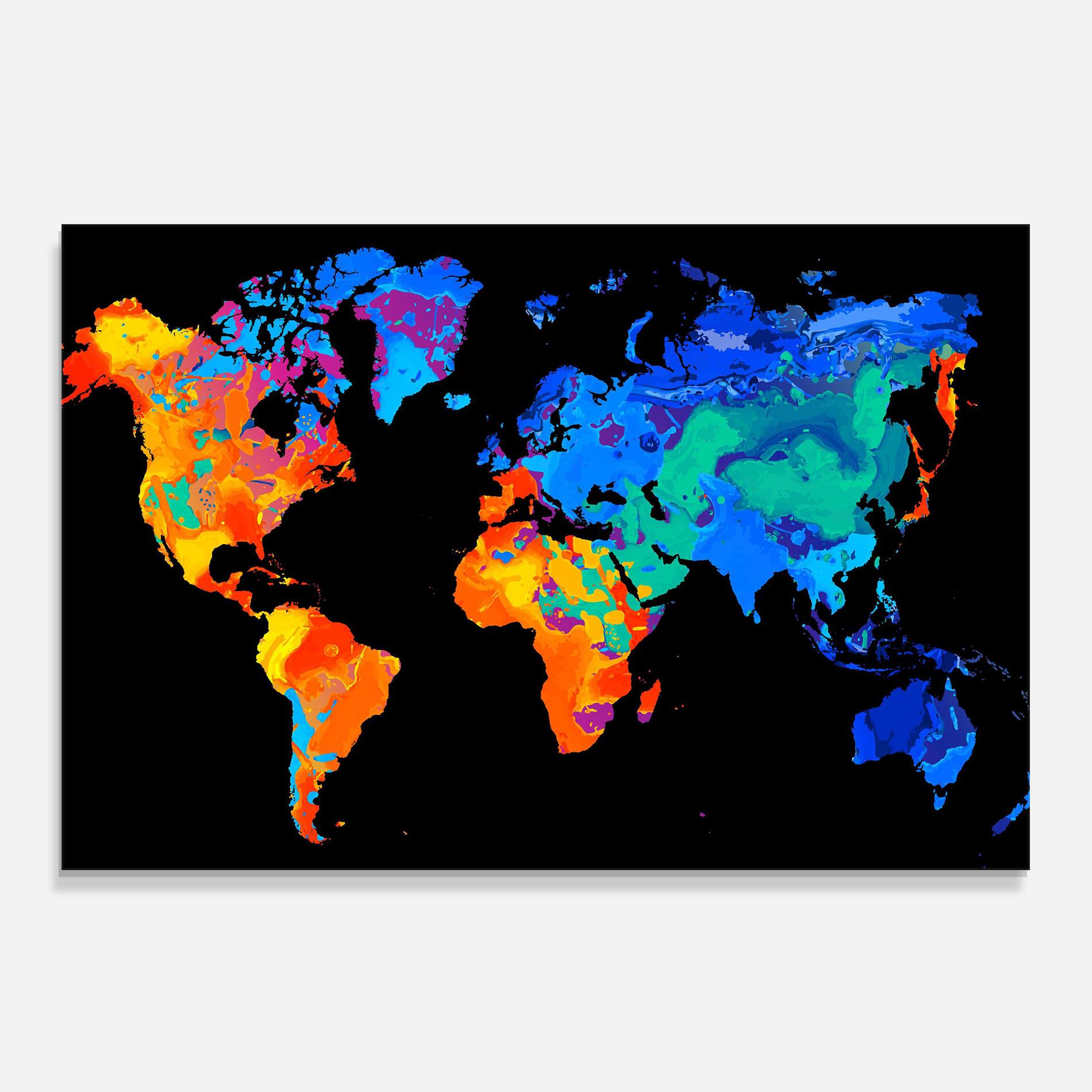 Стъклен панел за кухня Orange Blue World mockup 0