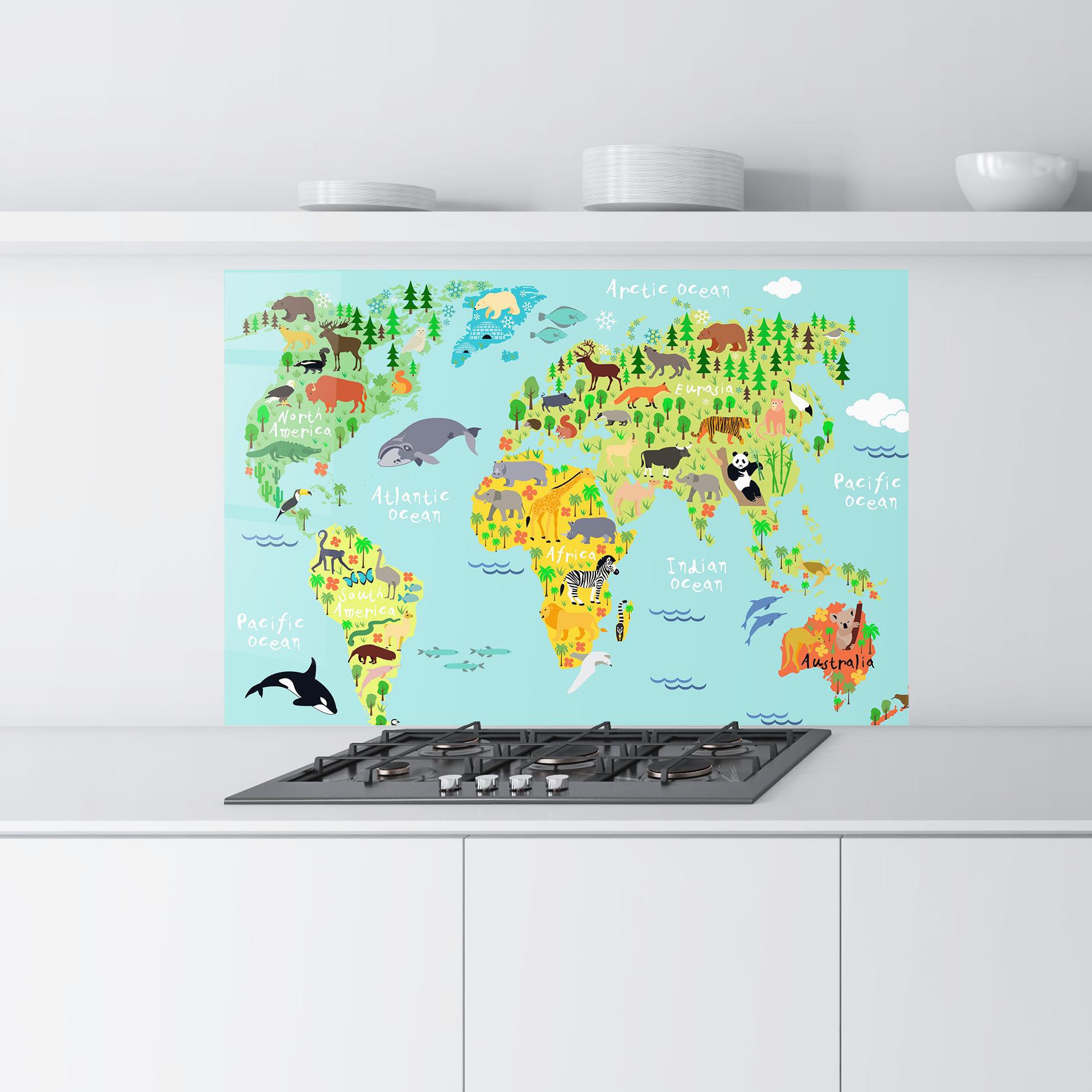 Стъклен панел за кухня Animal World Map mockup 9