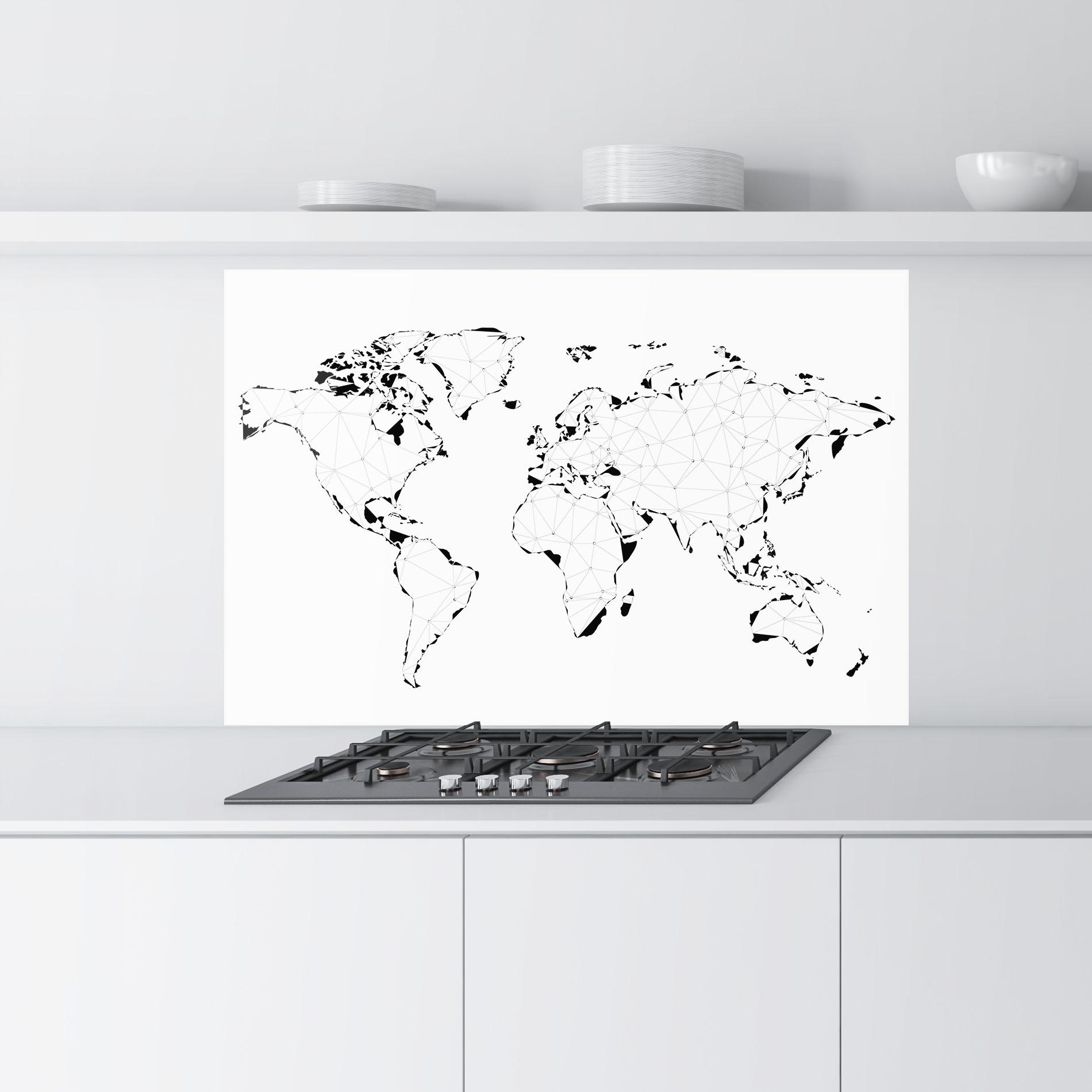 Стъклен панел за кухня Black Line Map mockup 9