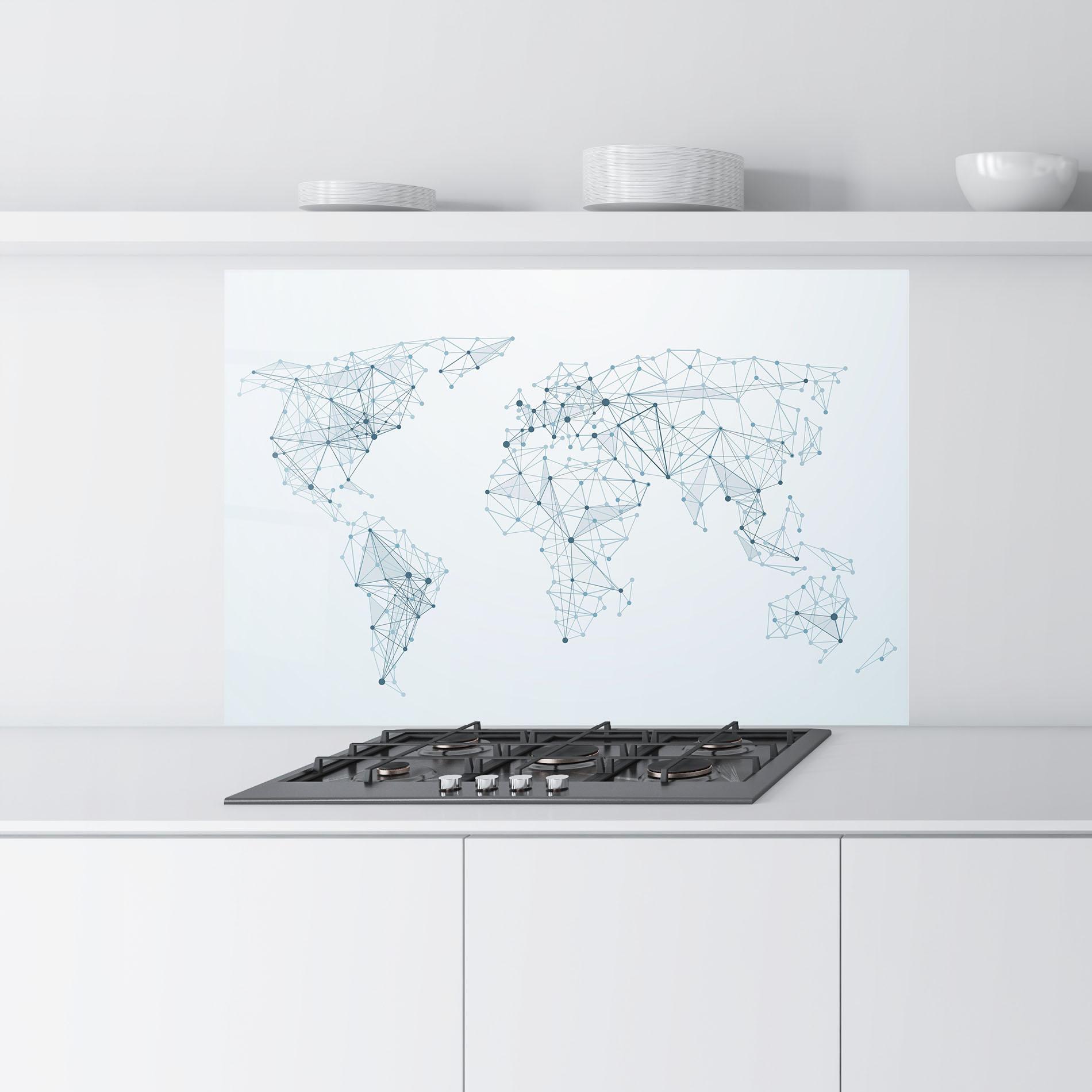 Стъклен панел за кухня Blue Line Map mockup 9