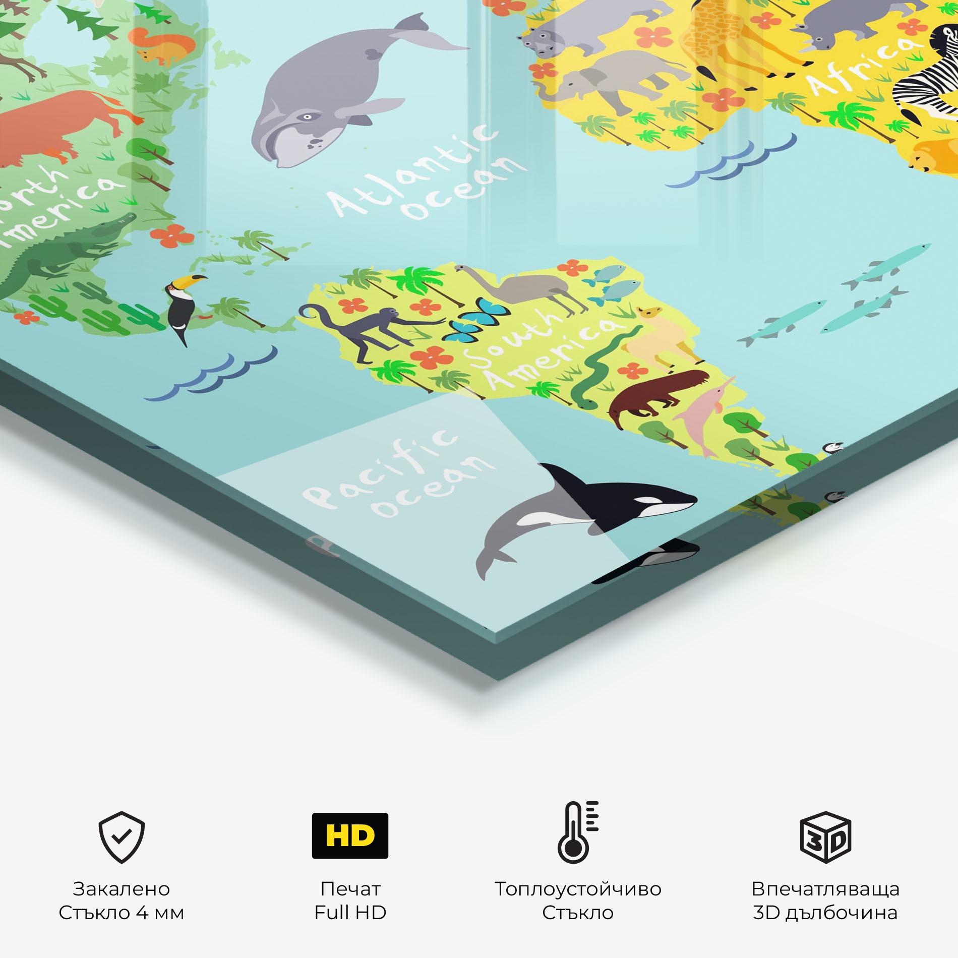 Стъклен панел за кухня Animal World Map mockup 2