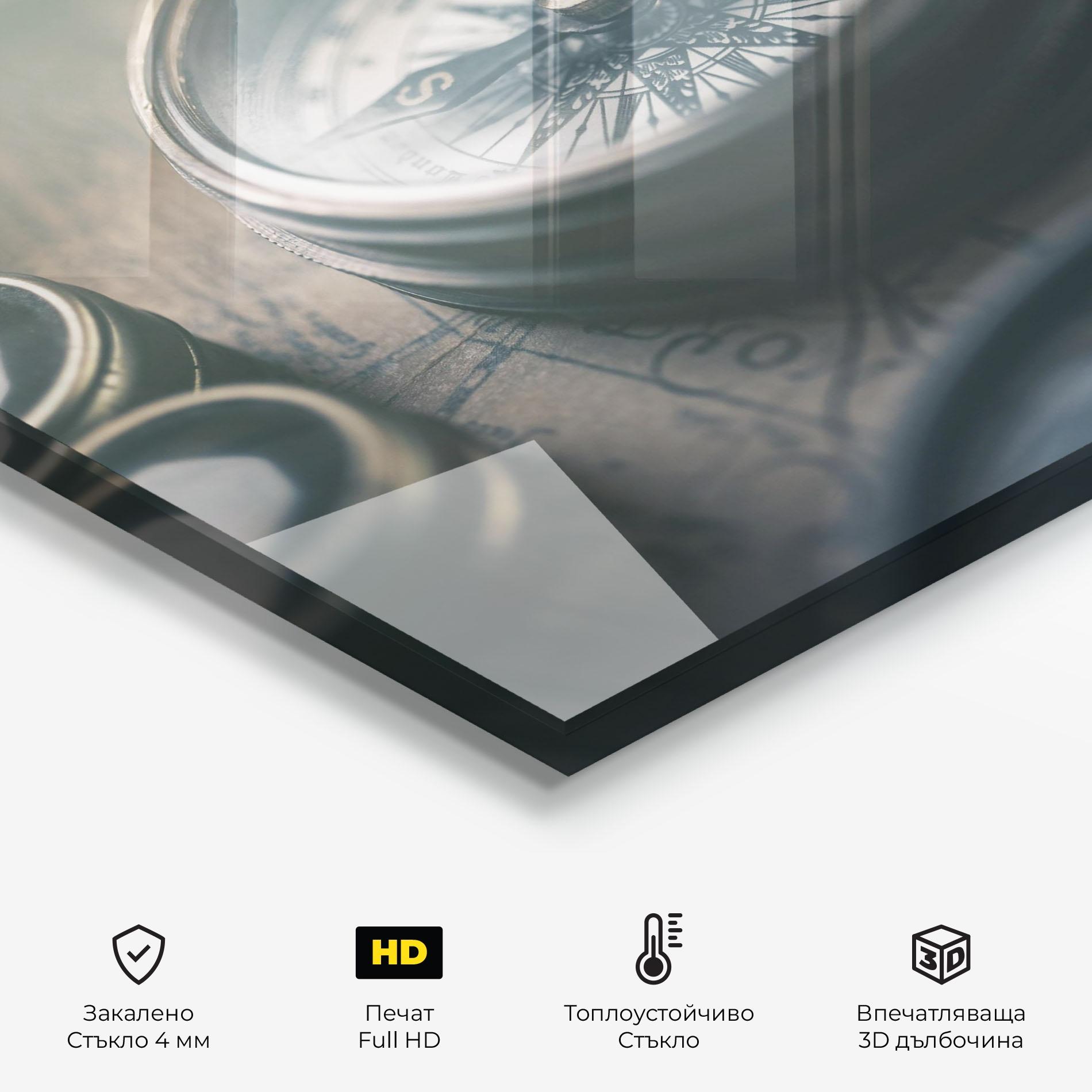 Стъклен панел за кухня Compass Art mockup 2