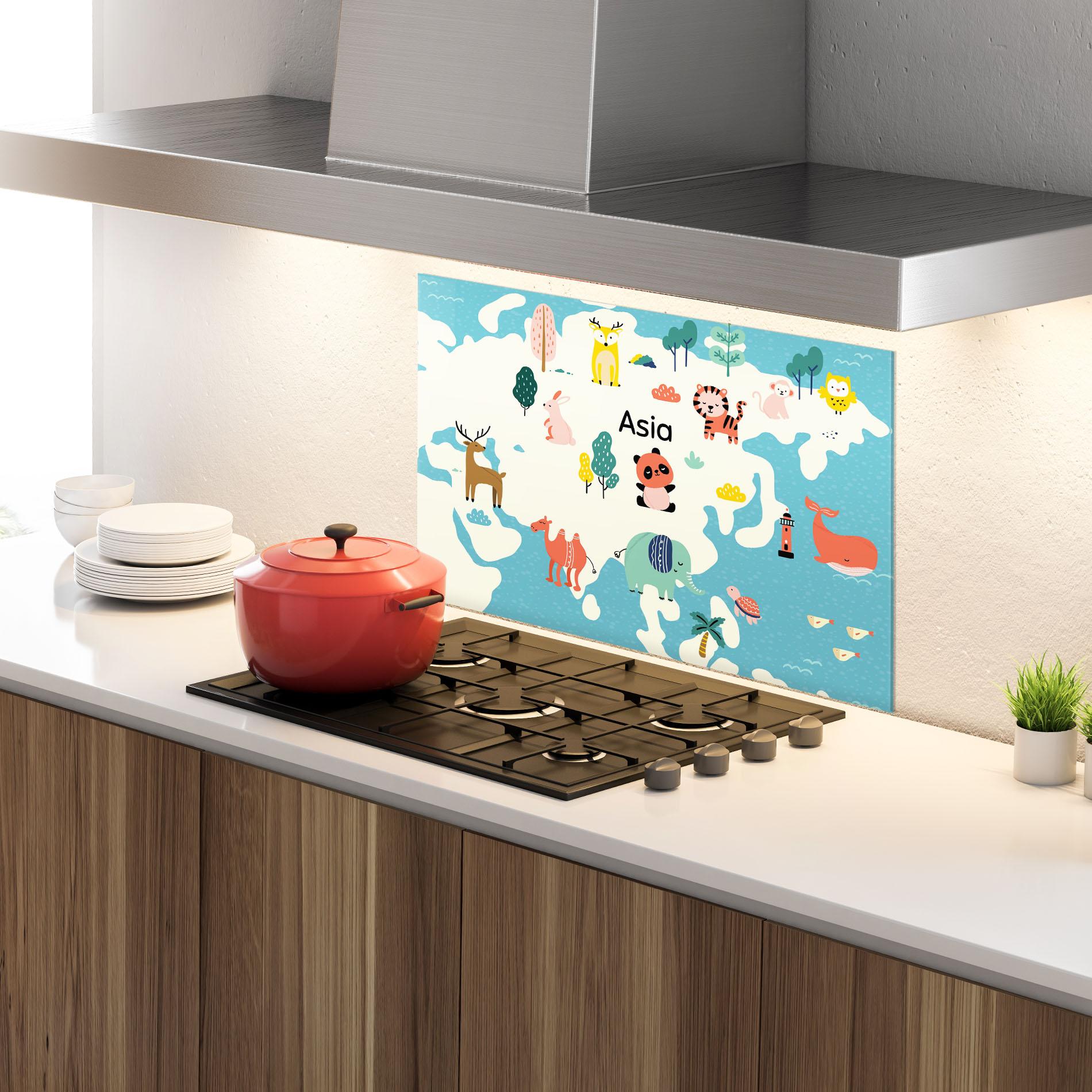 Стъклен панел за кухня Asia Cute Map mockup 4