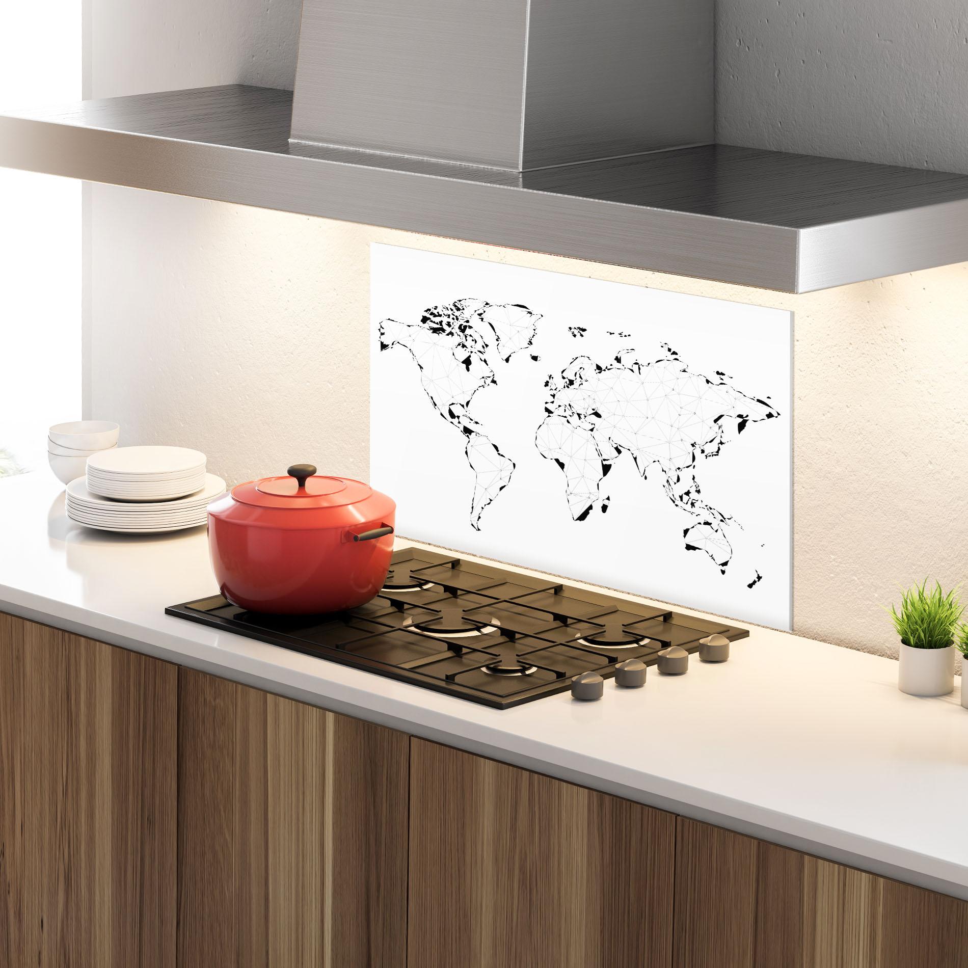 Стъклен панел за кухня Black Line Map mockup 4