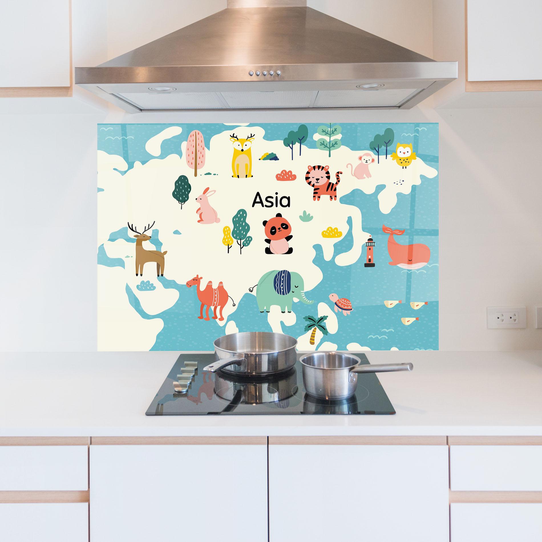 Стъклен панел за кухня Asia Cute Map mockup 5