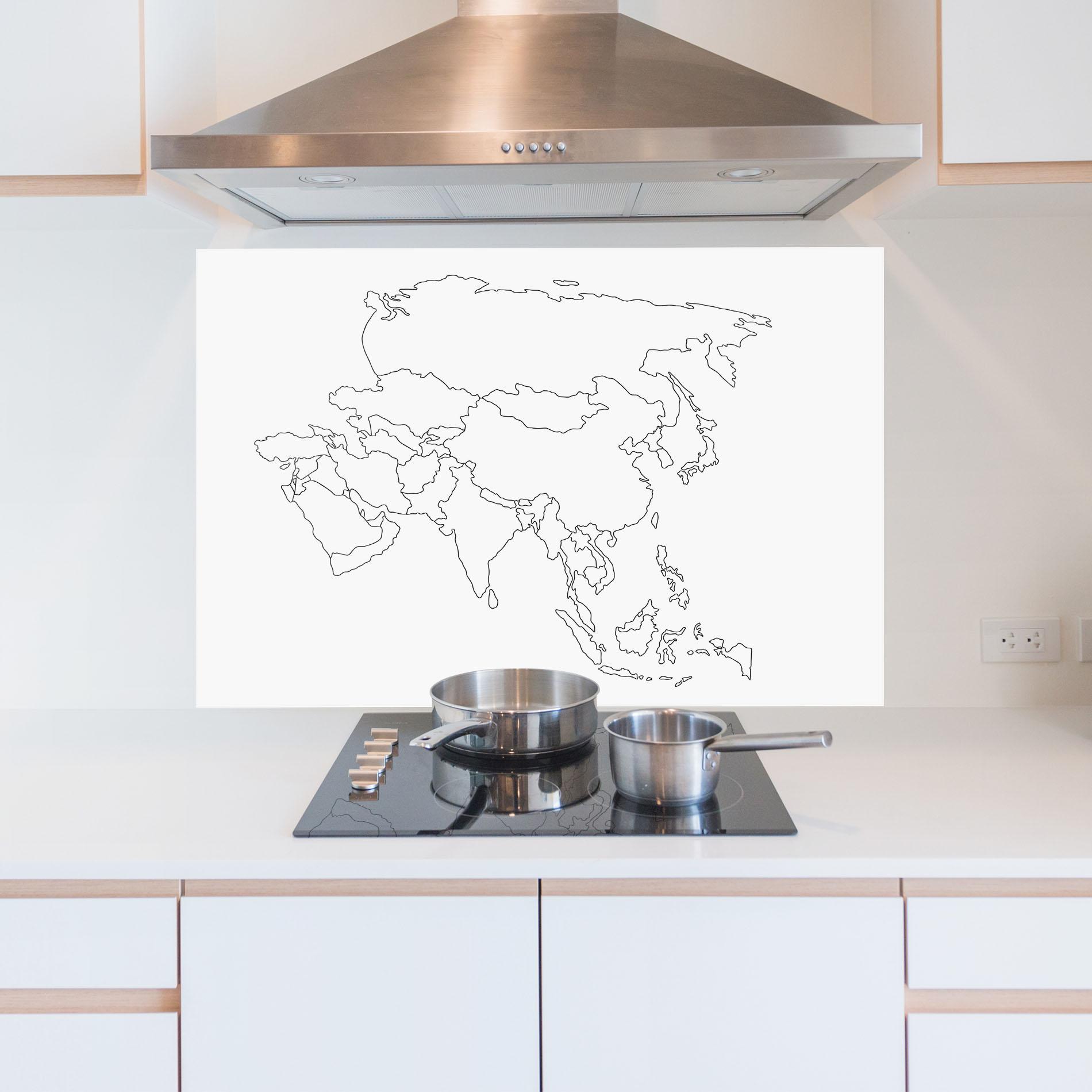 Стъклен панел за кухня Asia Map Line mockup 5