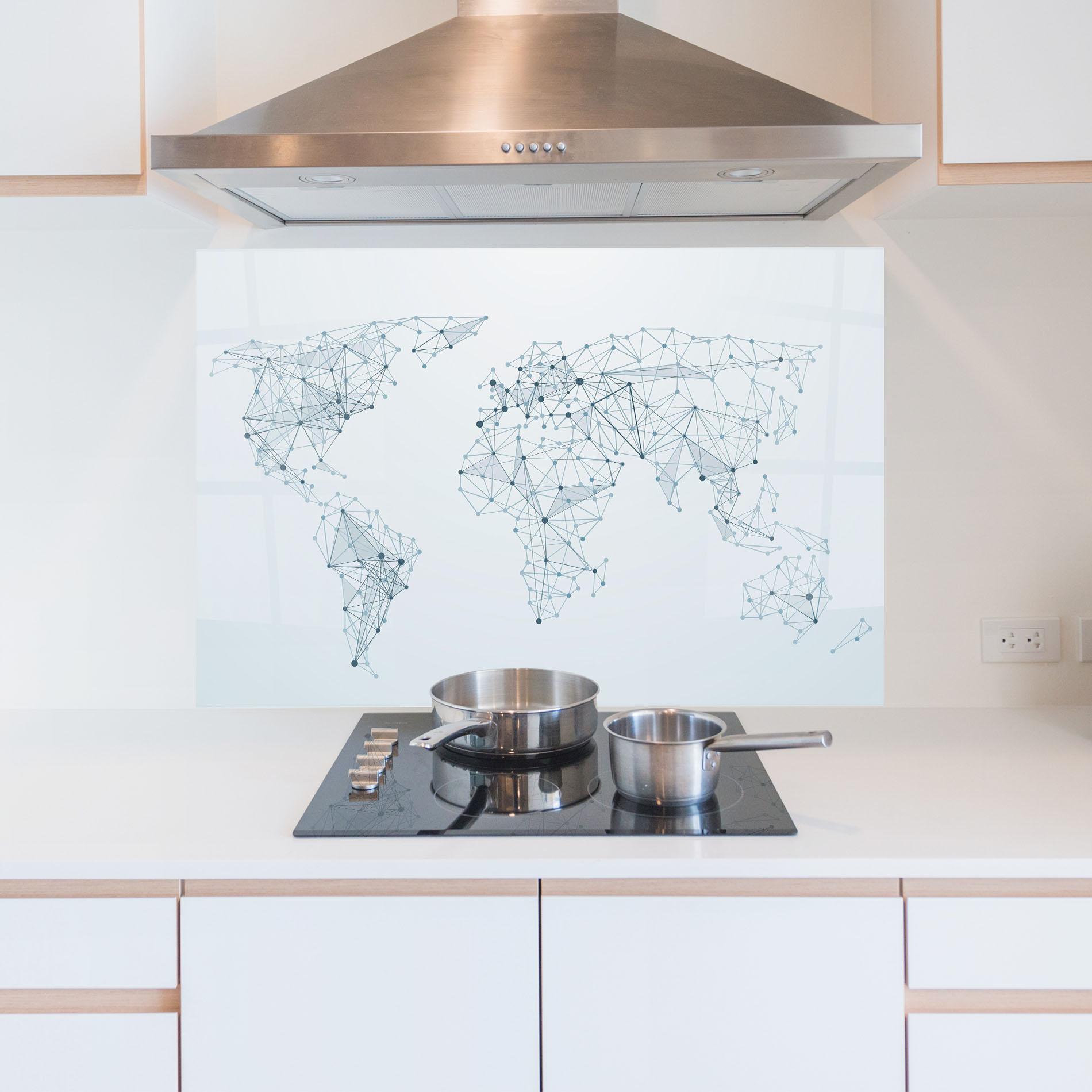 Стъклен панел за кухня Blue Line Map mockup 5
