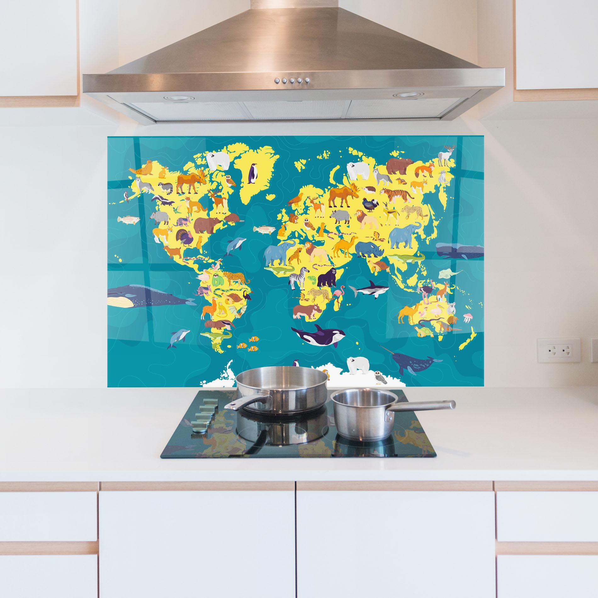 Стъклен панел за кухня Whale World Map mockup 5
