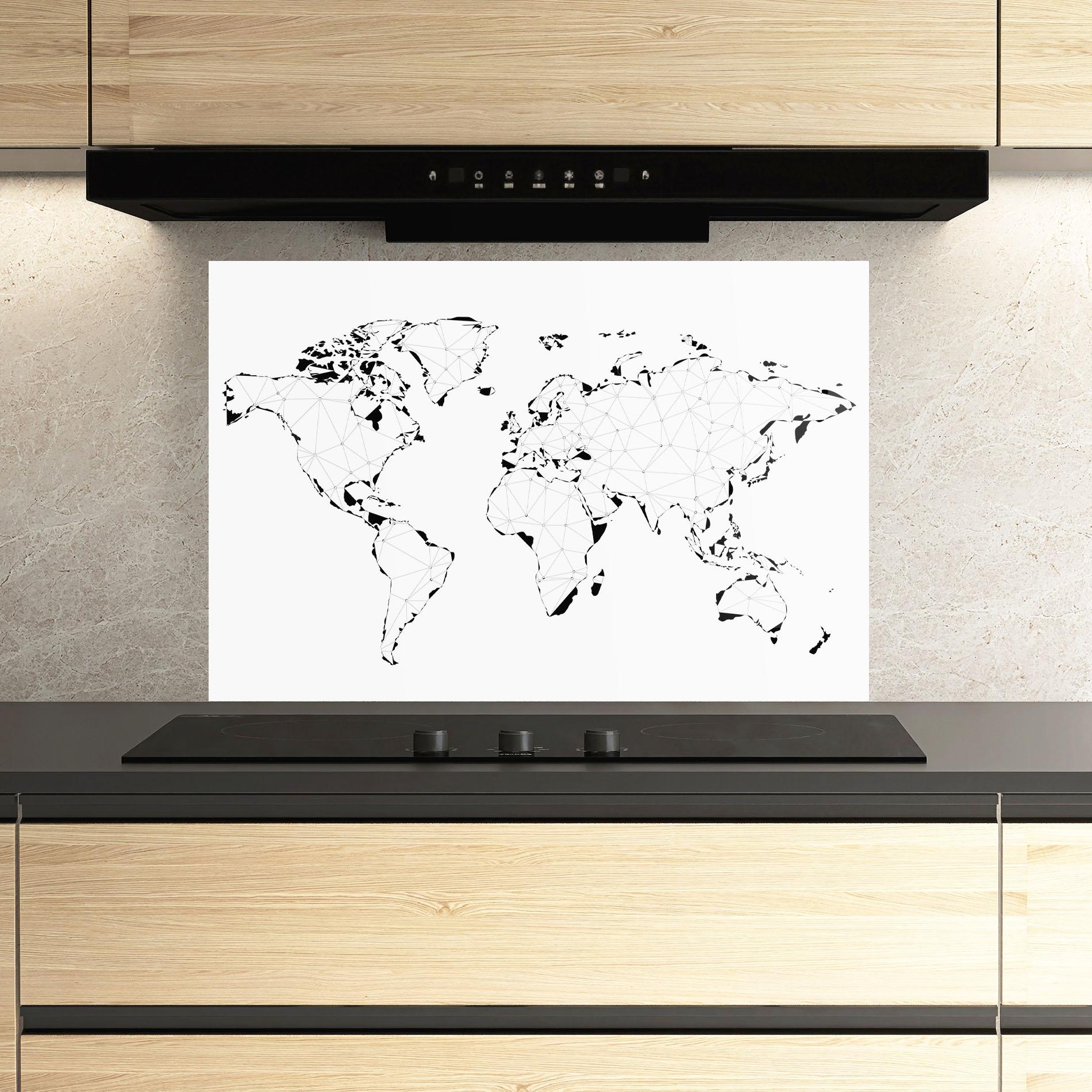 Стъклен панел за кухня Black Line Map mockup 3