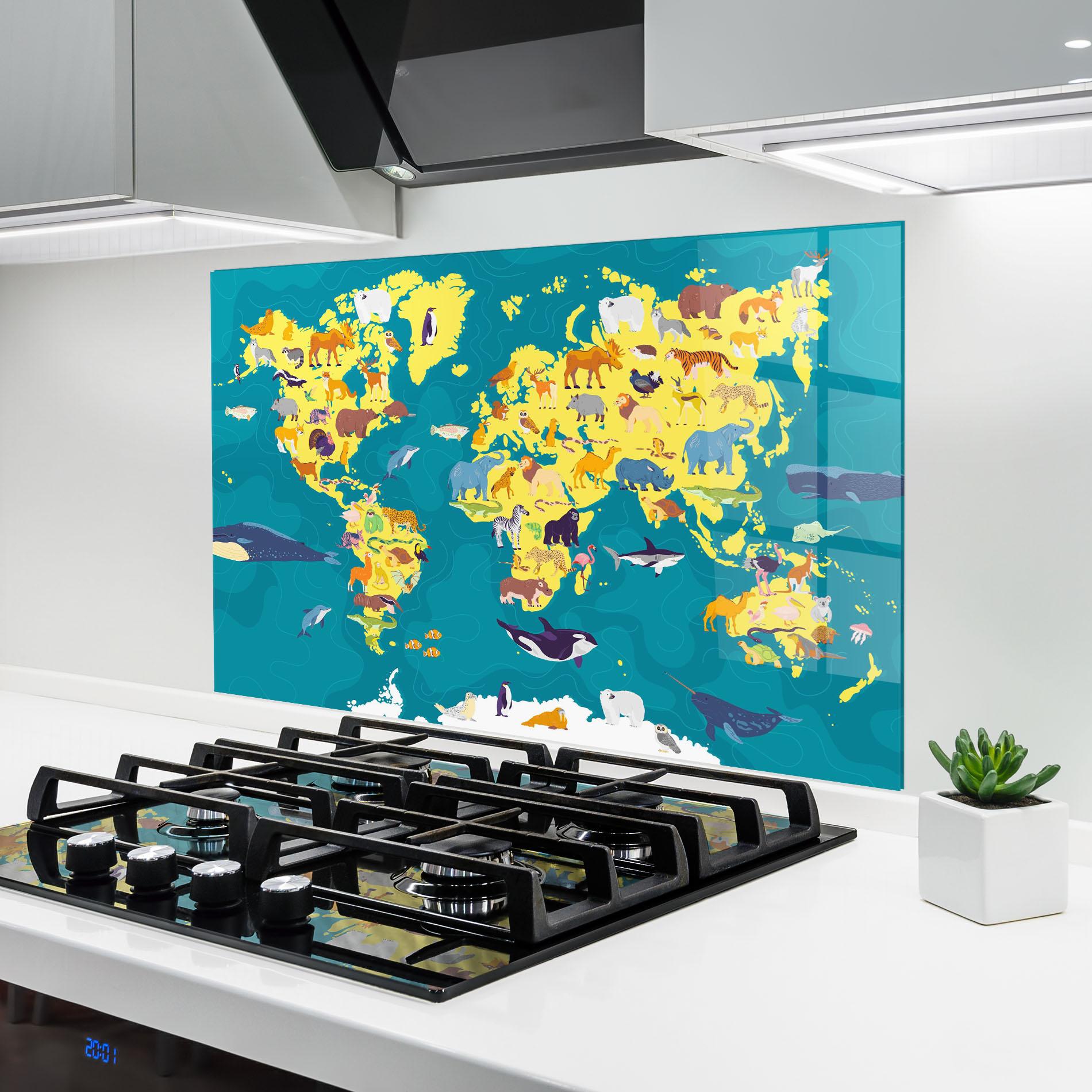 Стъклен панел за кухня Whale World Map mockup 6