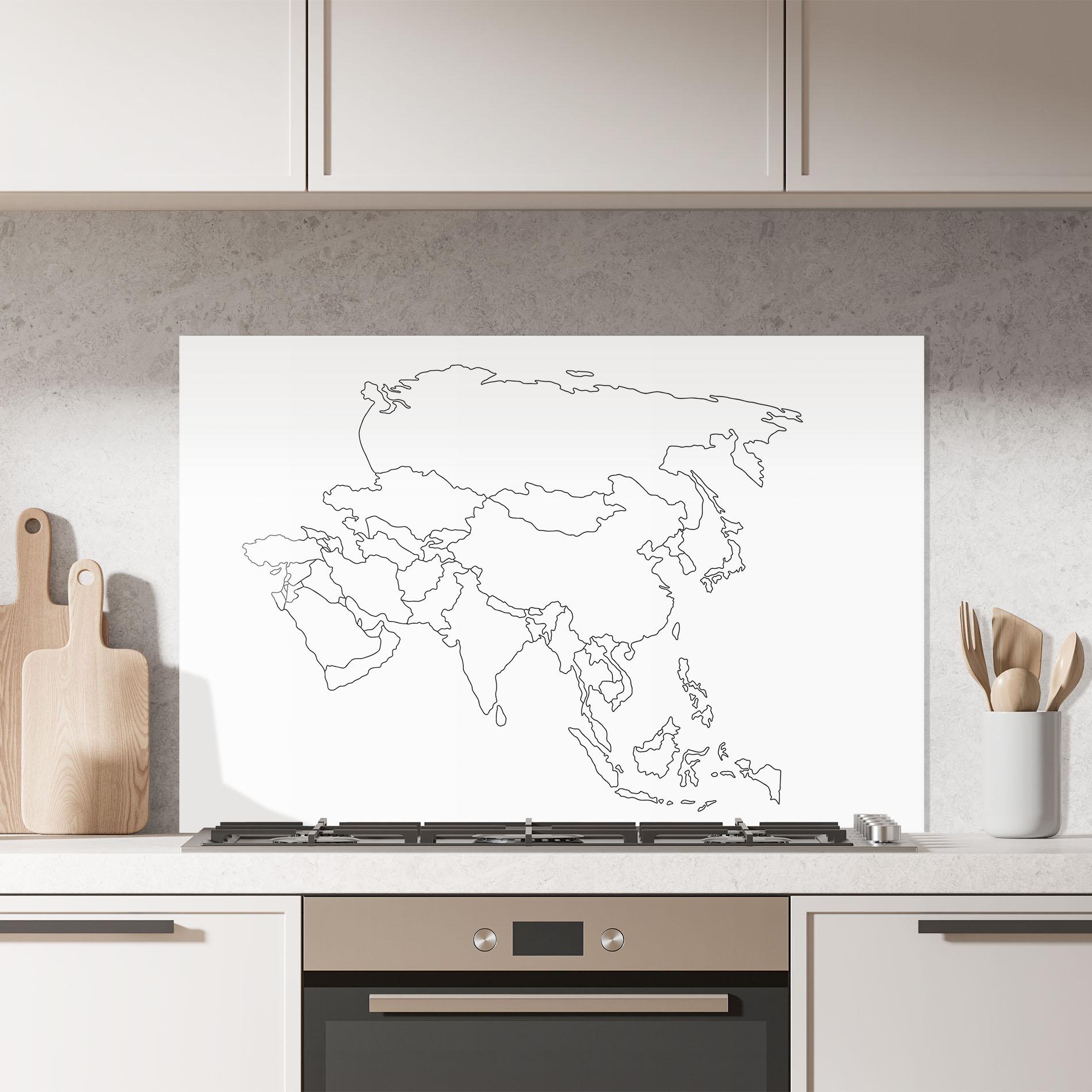 Стъклен панел за кухня Asia Map Line mockup 7