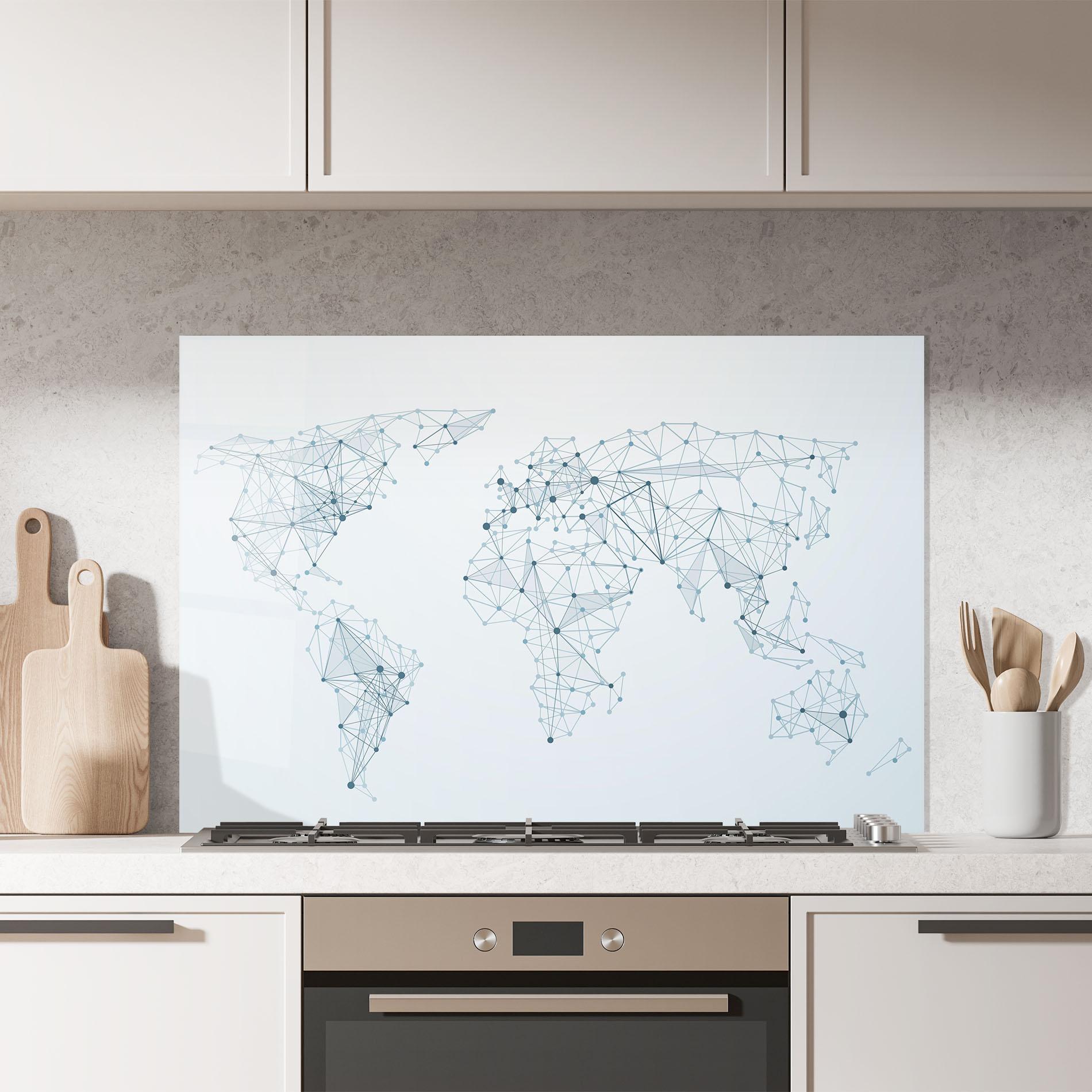 Стъклен панел за кухня Blue Line Map mockup 7