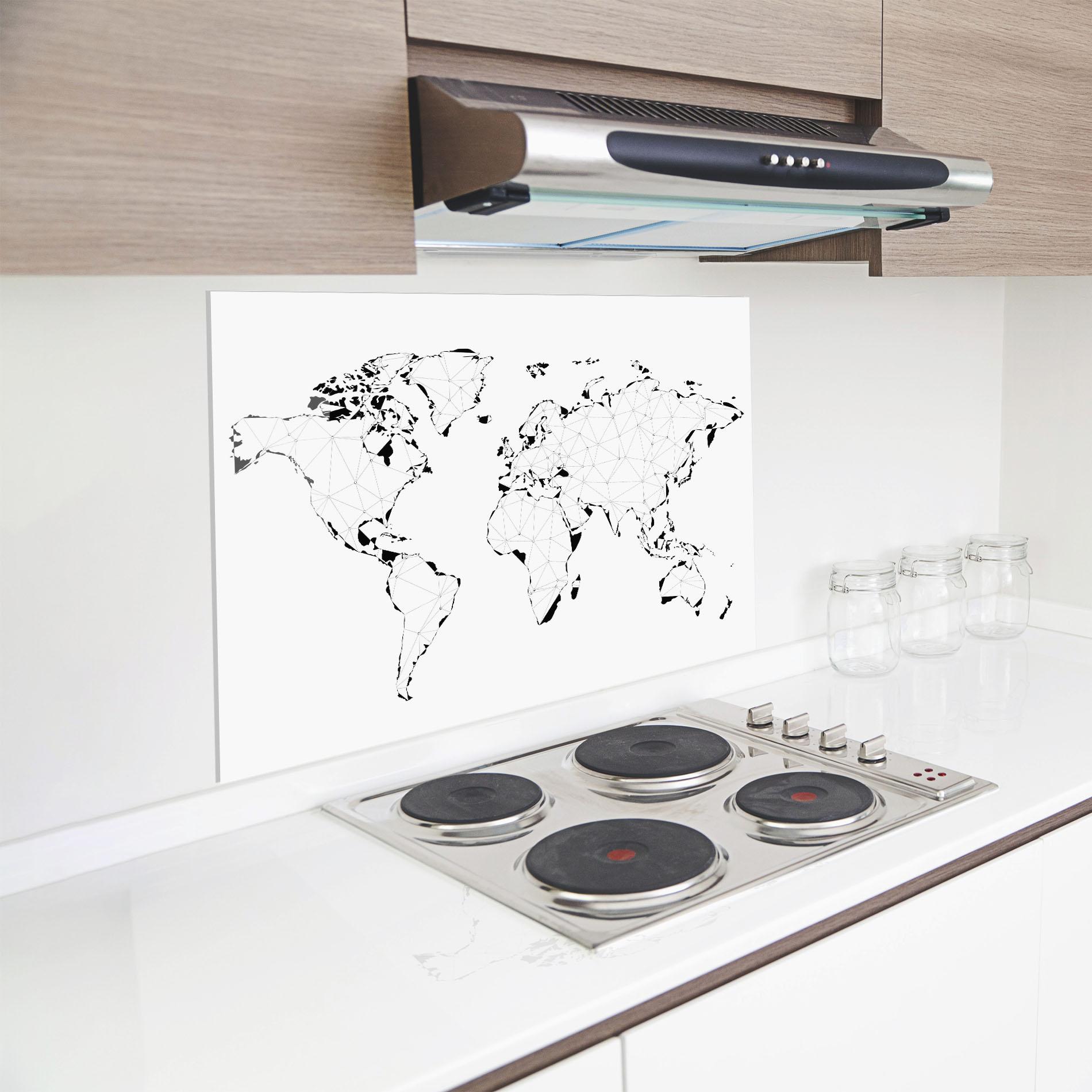 Стъклен панел за кухня Black Line Map mockup 8