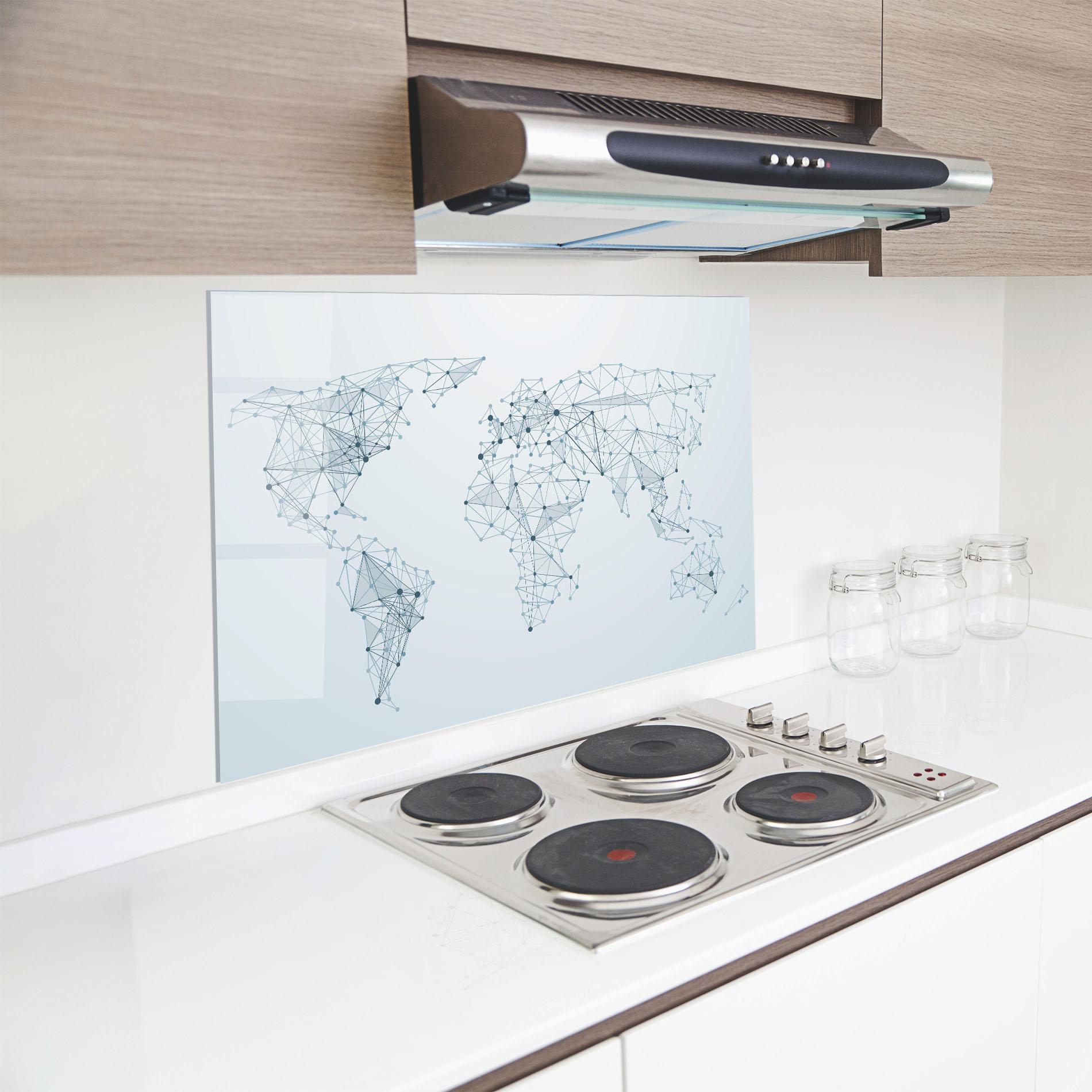 Стъклен панел за кухня Blue Line Map mockup 8