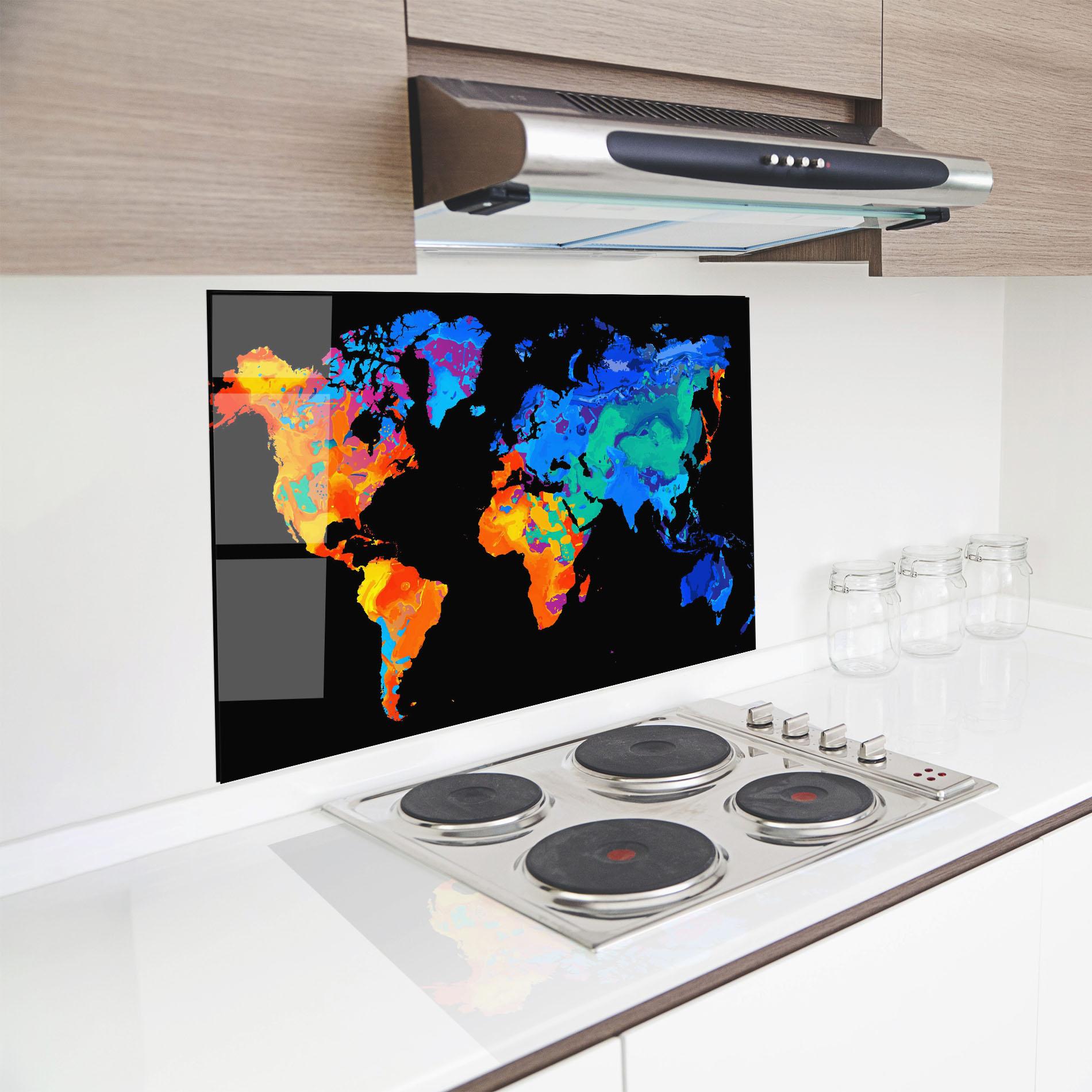 Стъклен панел за кухня Orange Blue World mockup 8