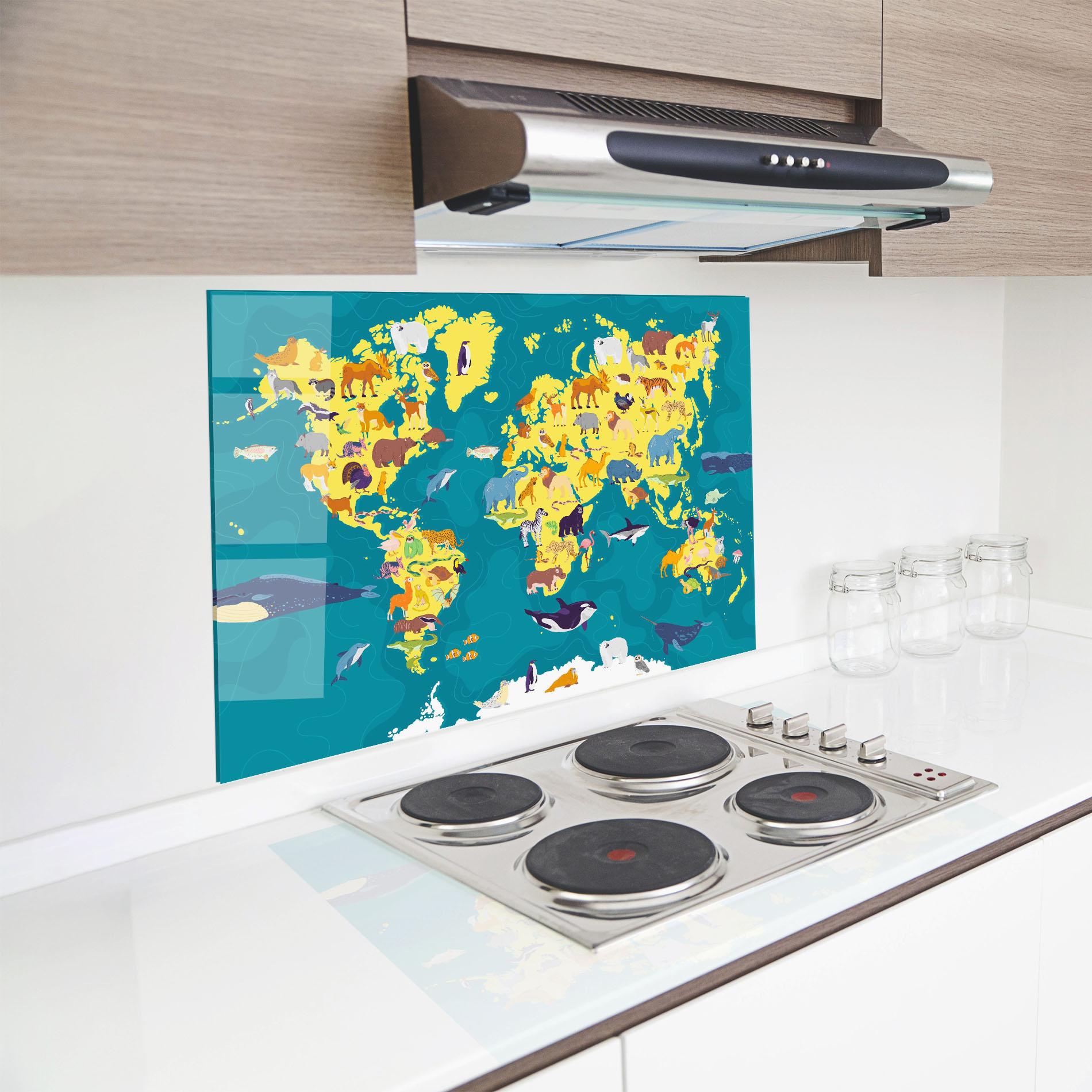 Стъклен панел за кухня Whale World Map mockup 8
