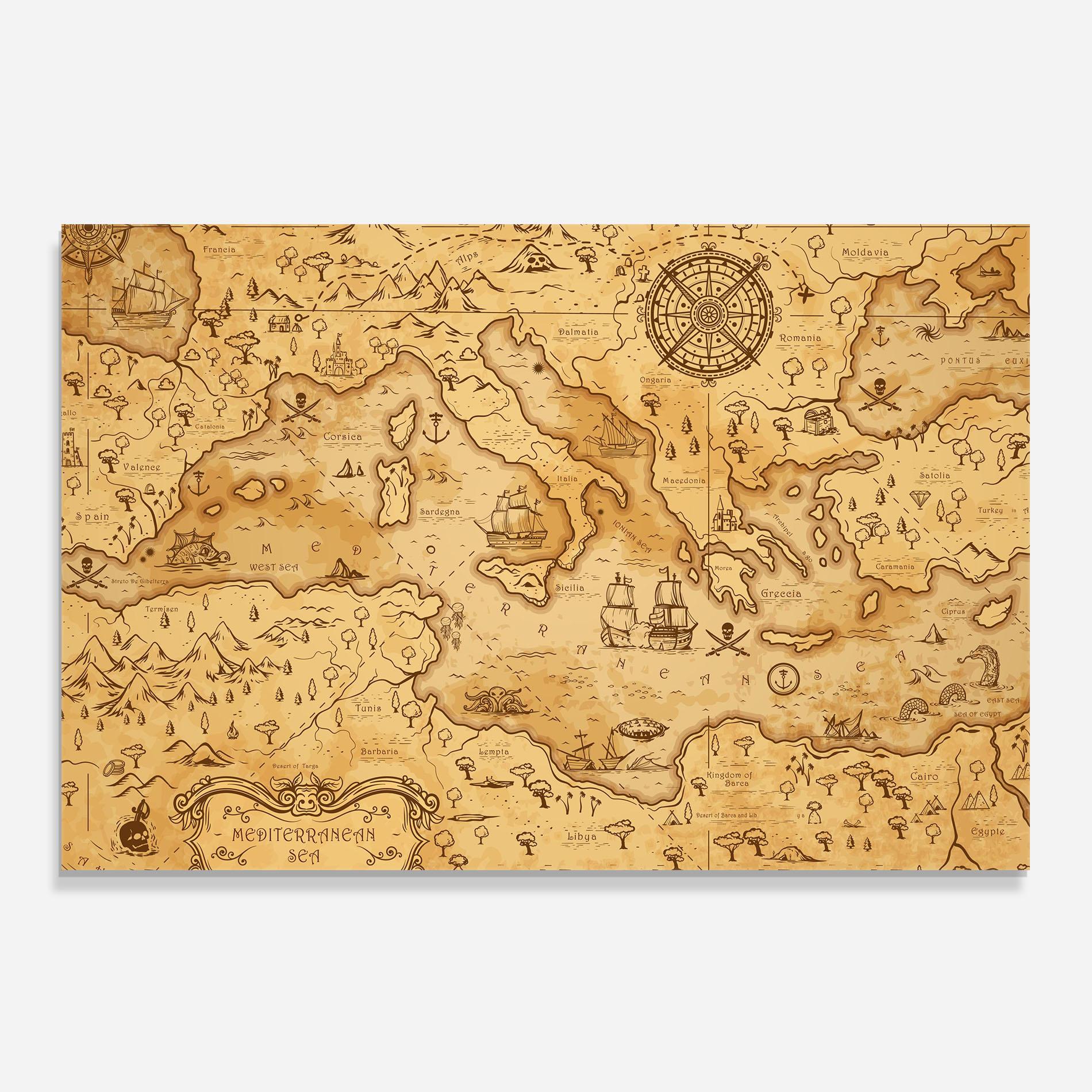 Стъклен панел за кухня Cream Brown Map mockup 0