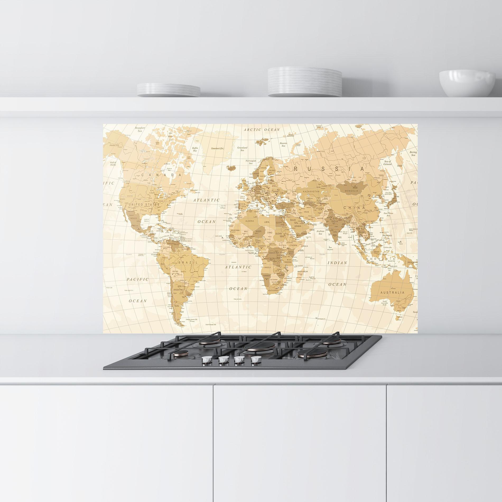 Стъклен панел за кухня Cream Color Map mockup 9