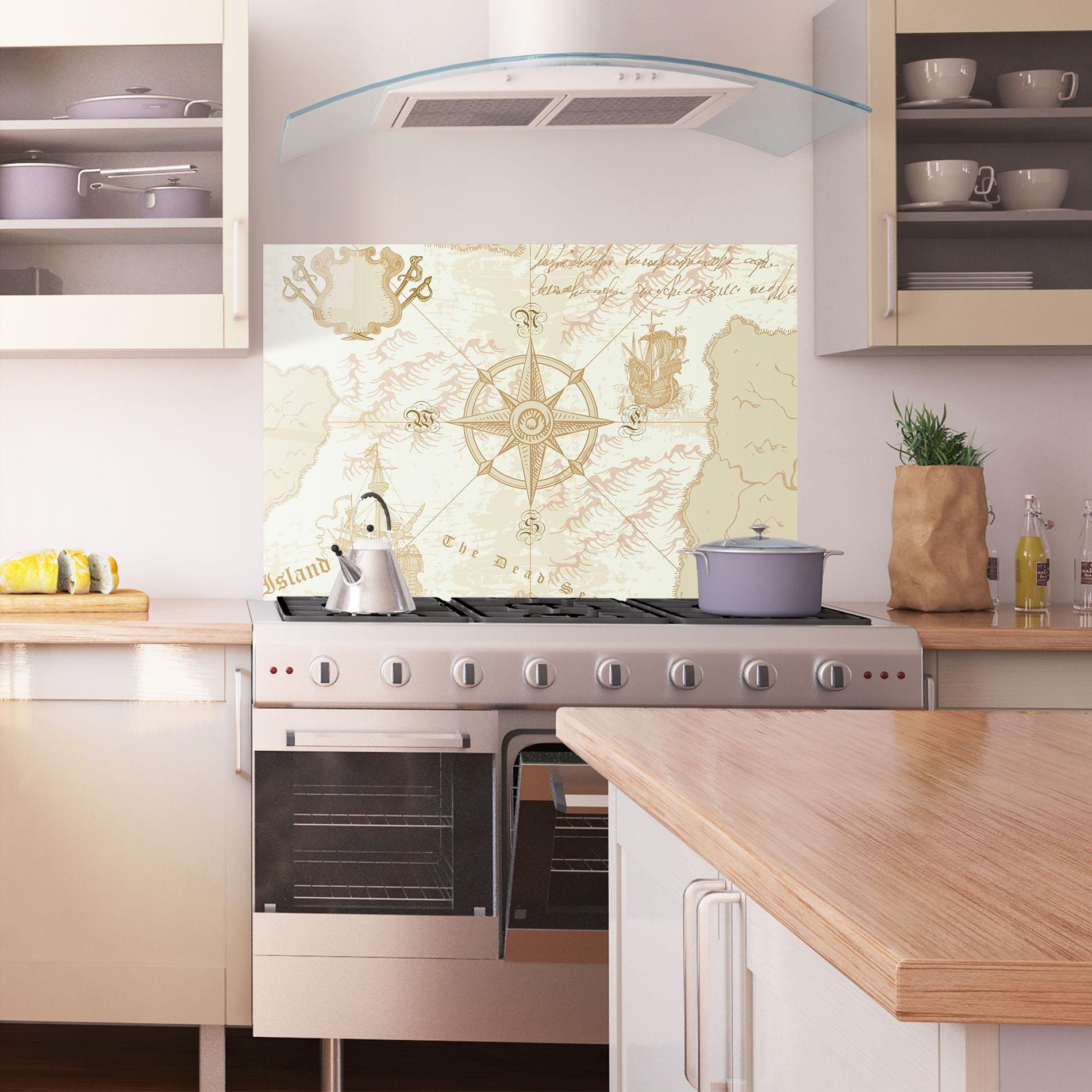 Стъклен панел за кухня Cream Compass mockup 1