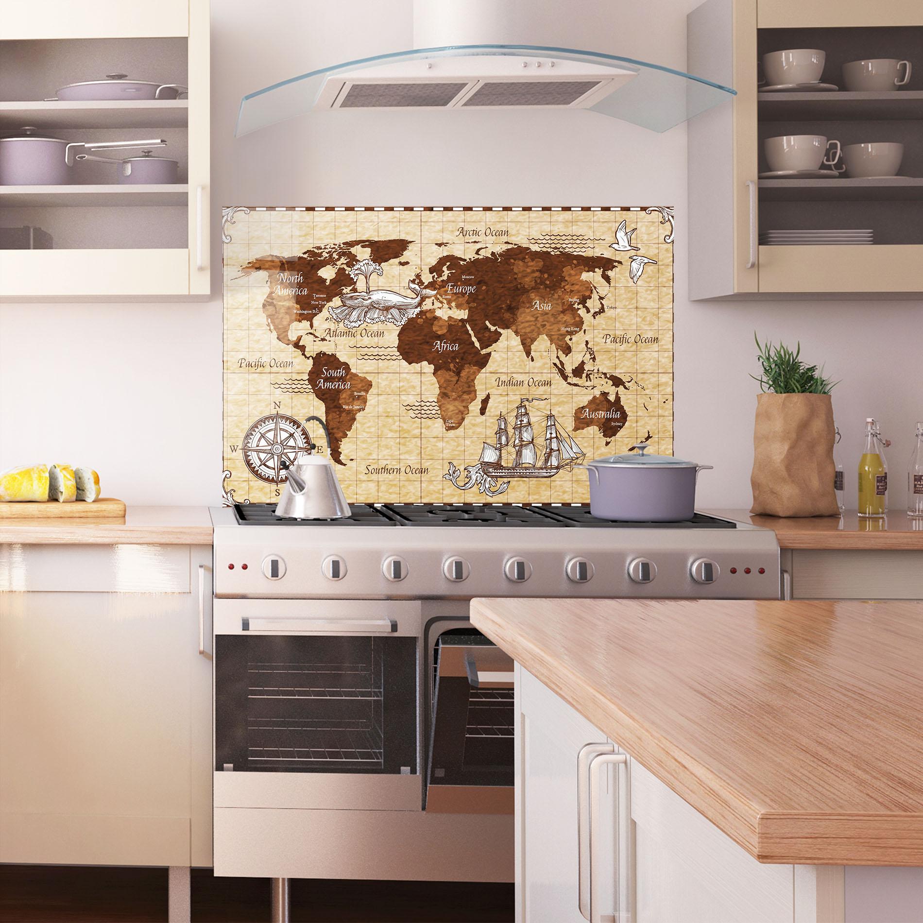 Стъклен панел за кухня Pirate World Map mockup 1
