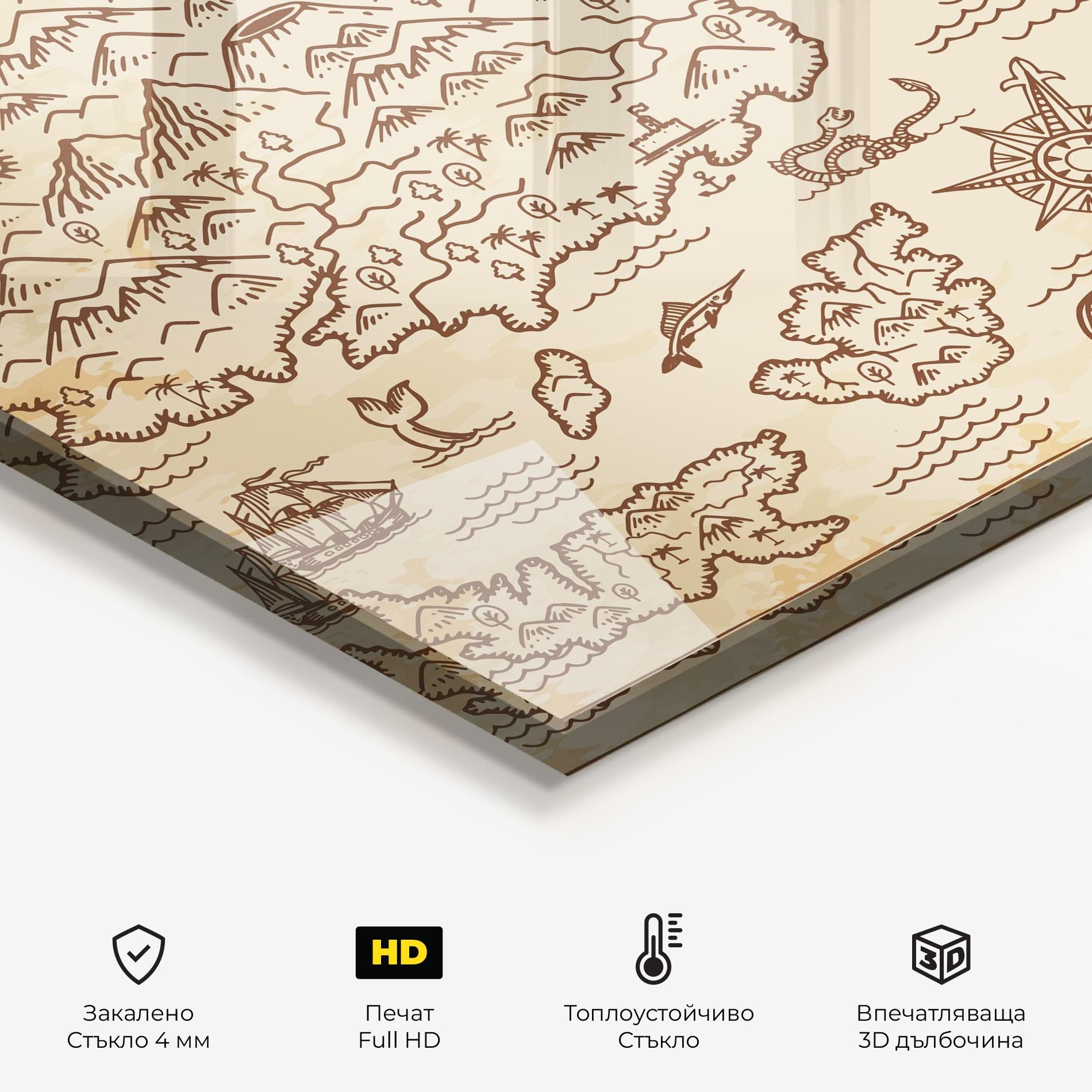 Стъклен панел за кухня Cream Coffee Map mockup 2