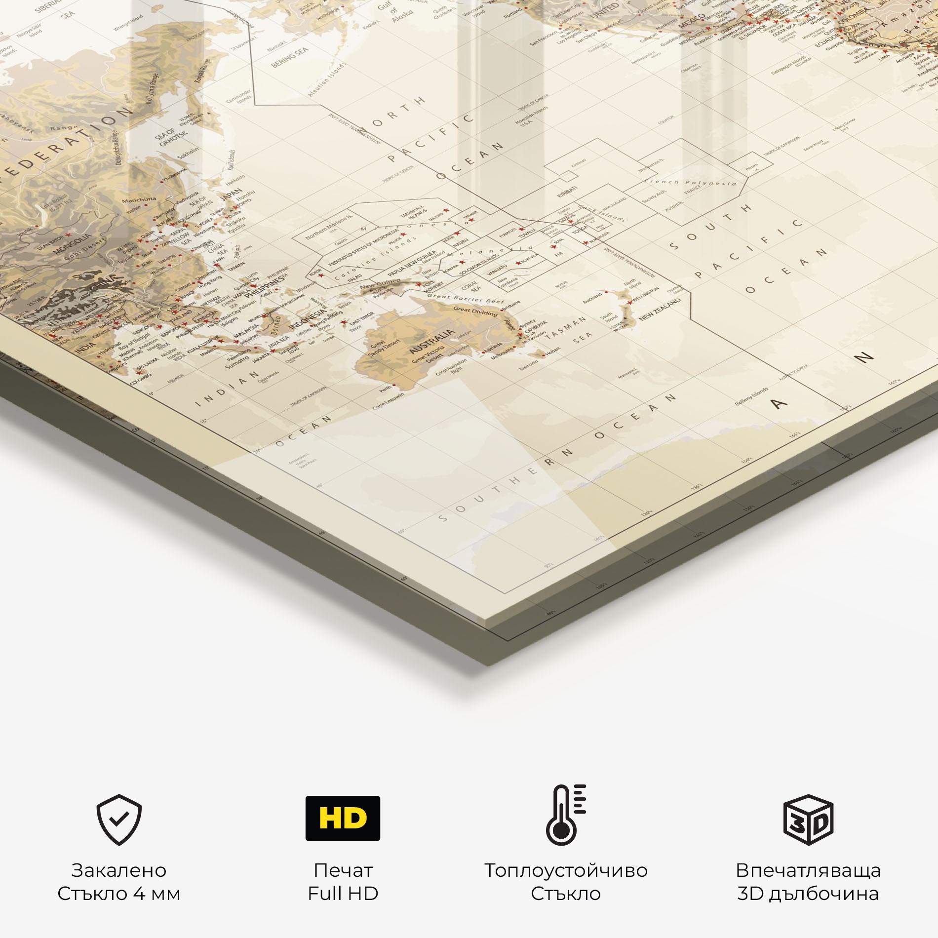 Стъклен панел за кухня Old Canada Map mockup 2