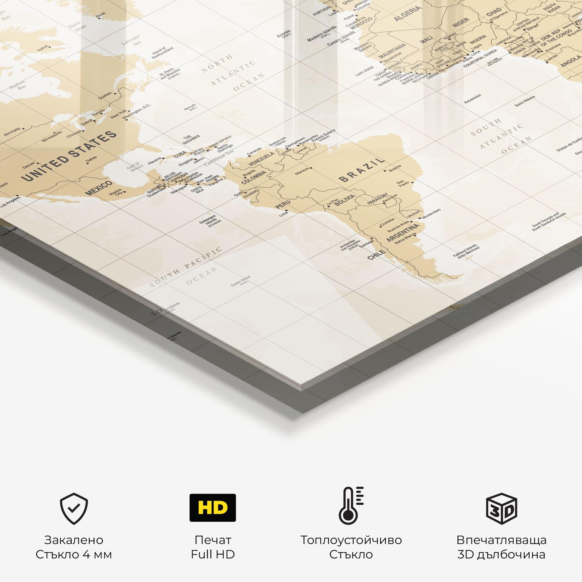 Стъклен панел за кухня World Old Map mockup 2