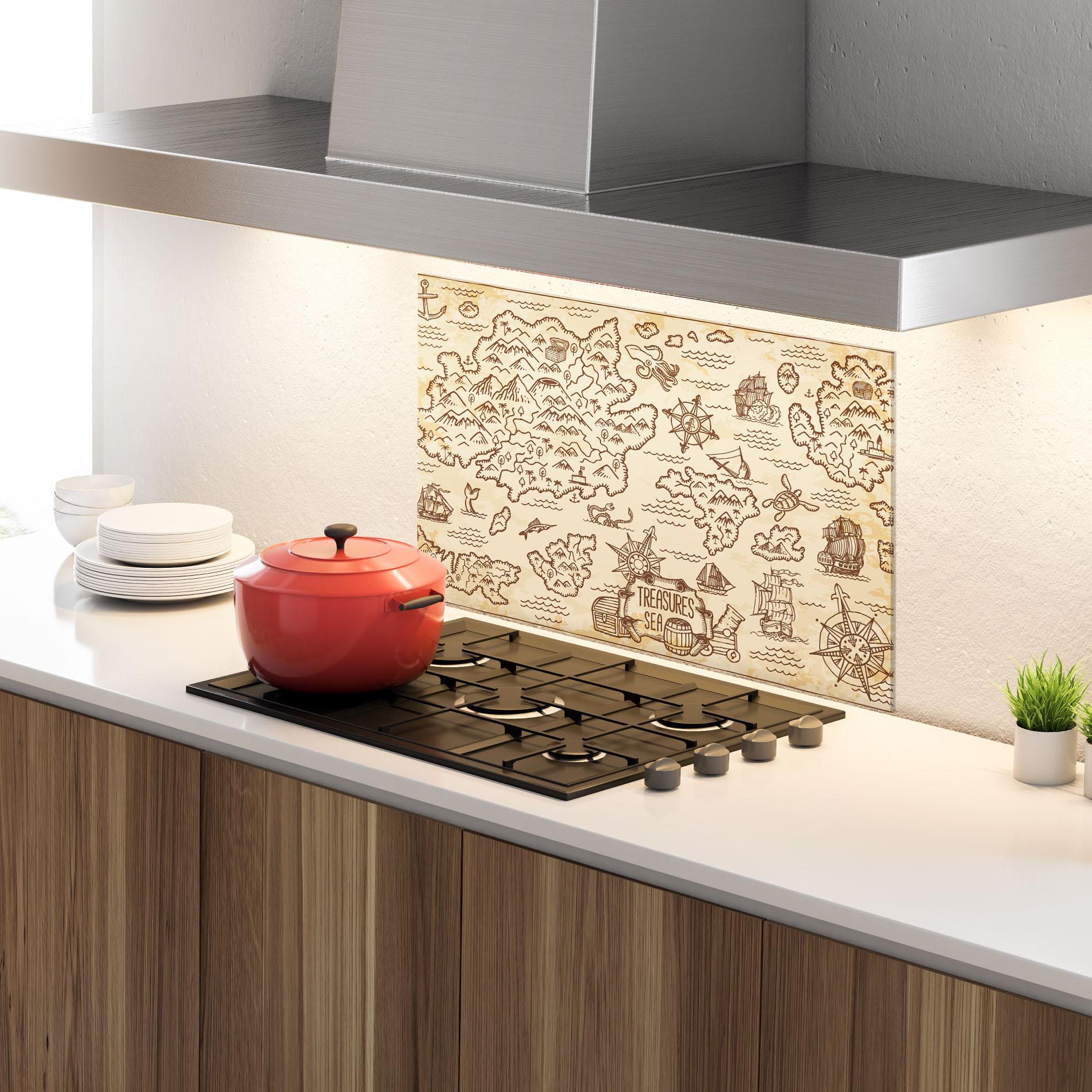 Стъклен панел за кухня Cream Coffee Map mockup 4