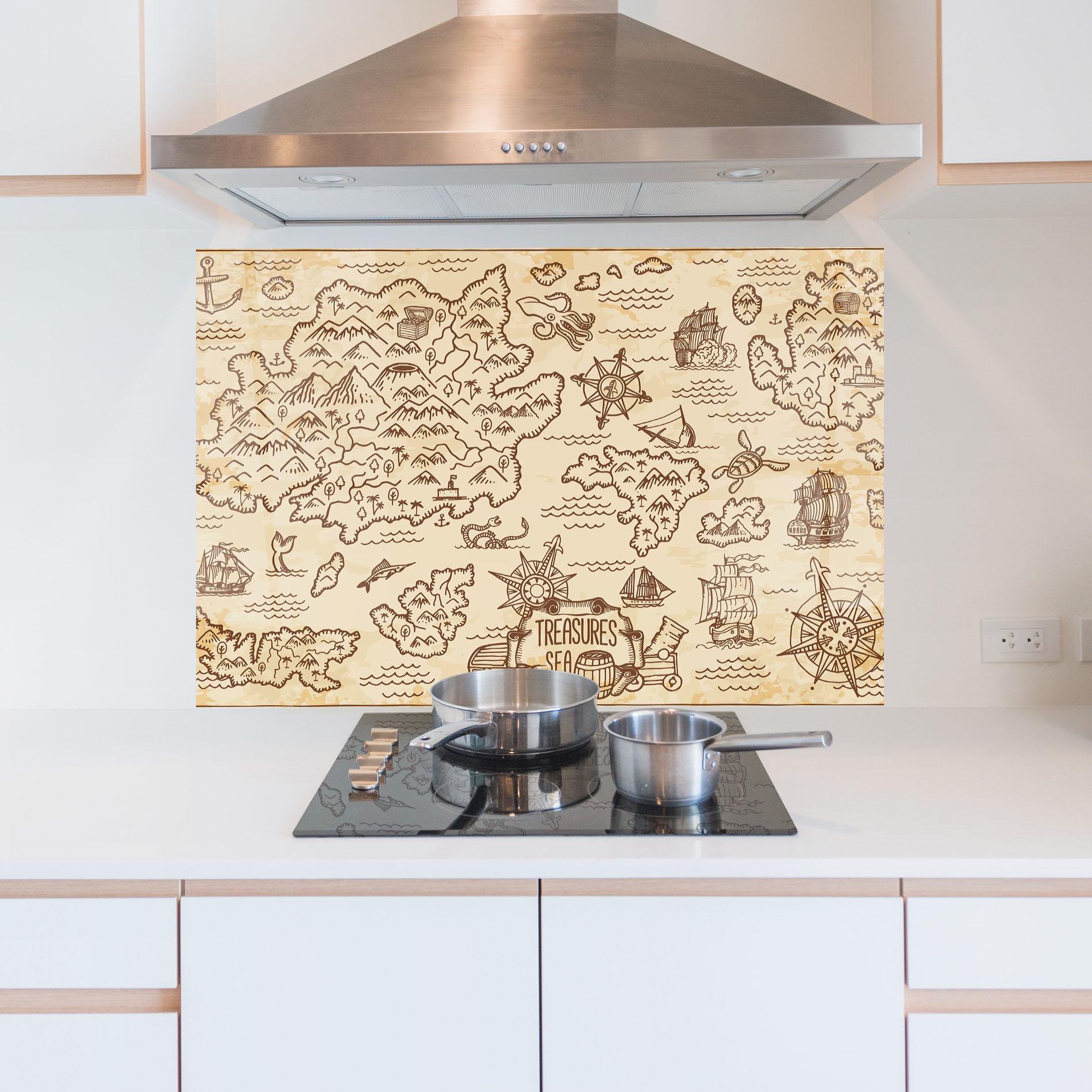 Стъклен панел за кухня Cream Coffee Map mockup 5