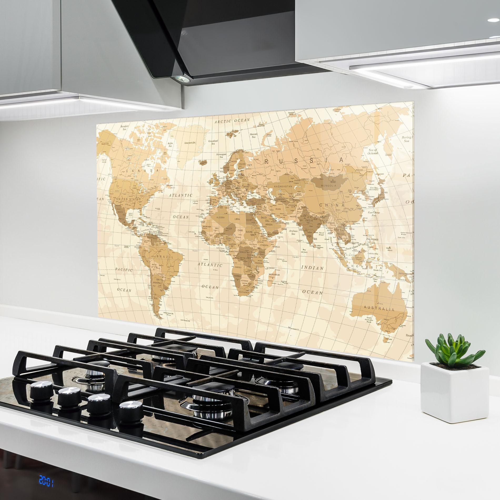 Стъклен панел за кухня Cream Color Map mockup 6