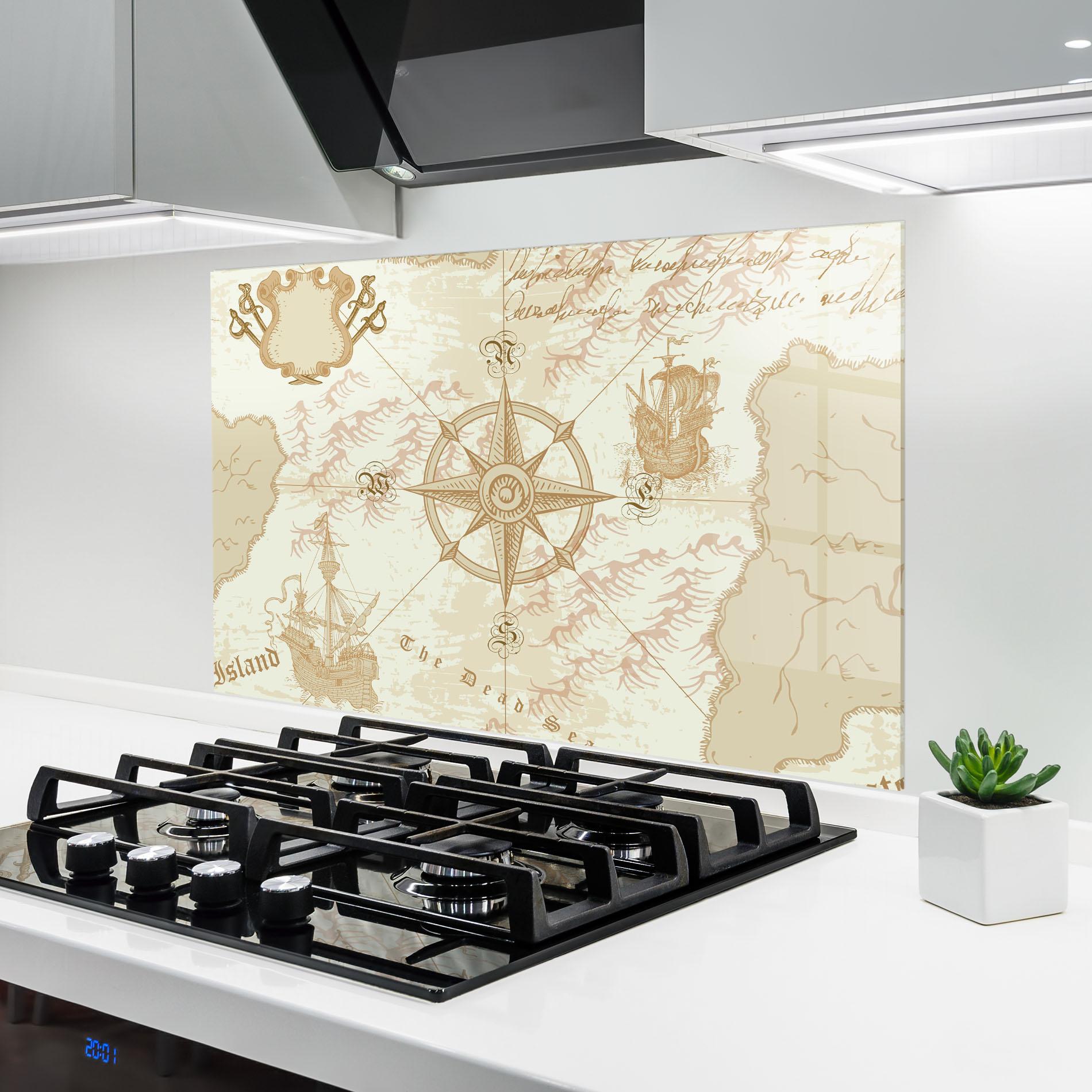 Стъклен панел за кухня Cream Compass mockup 6