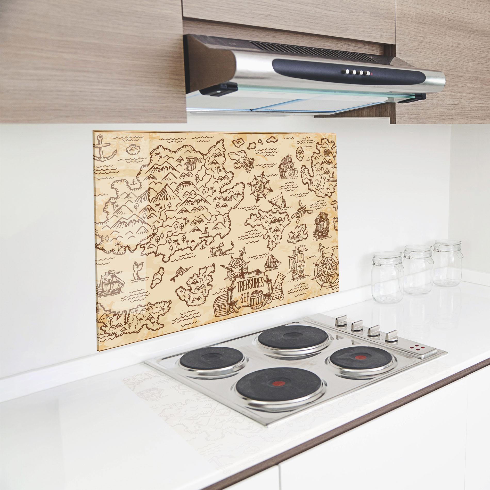 Стъклен панел за кухня Cream Coffee Map mockup 8