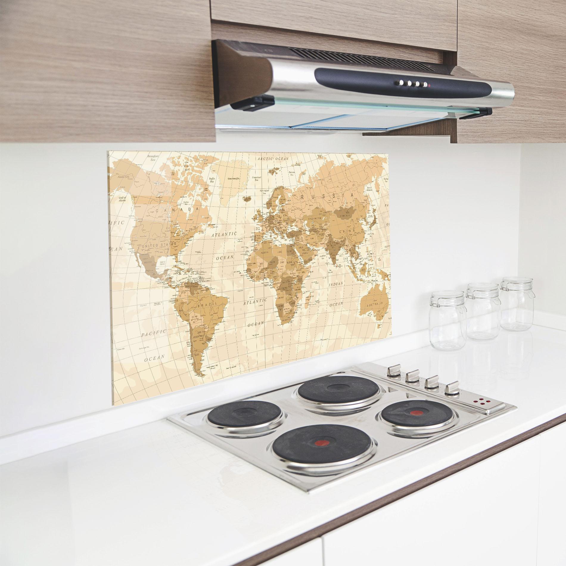 Стъклен панел за кухня Cream Color Map mockup 8