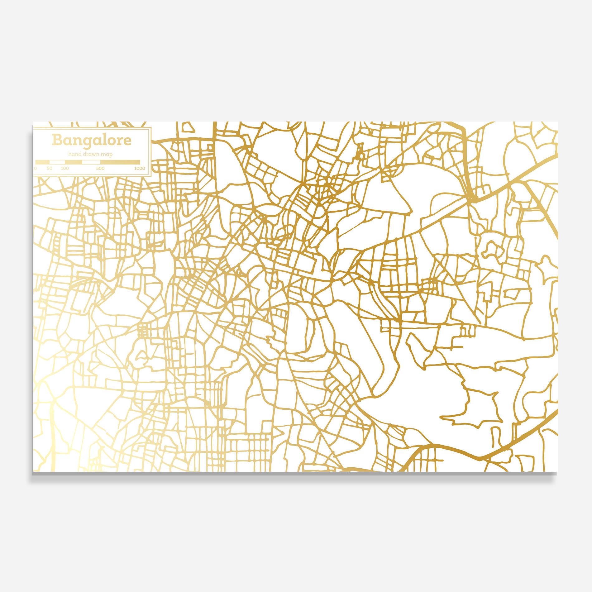 Стъклен панел за кухня Bangalore Map mockup 0