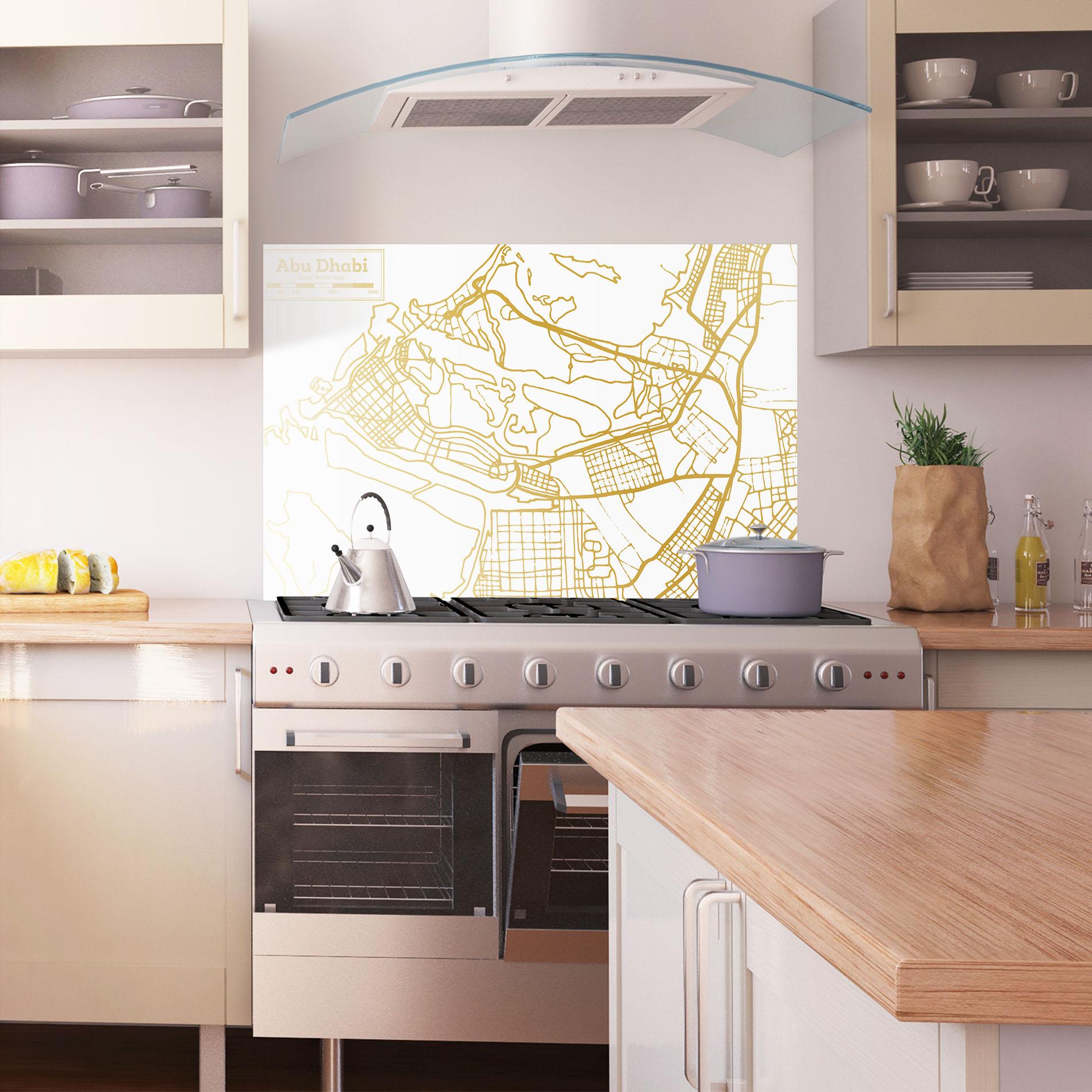 Стъклен панел за кухня Abu Dhabi Map mockup 1
