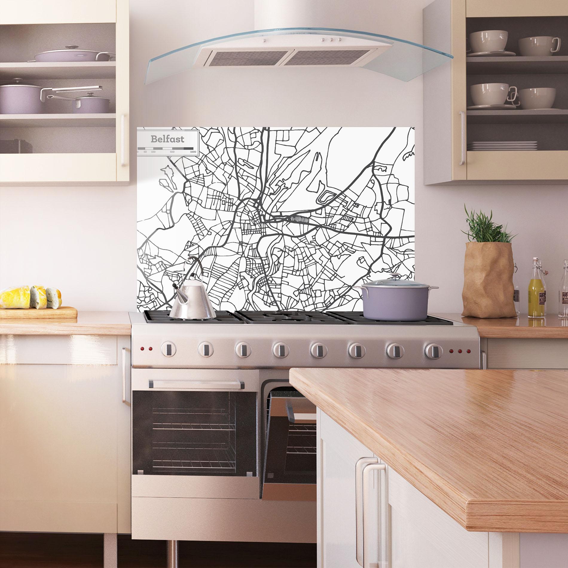 Стъклен панел за кухня Belfast Map mockup 1
