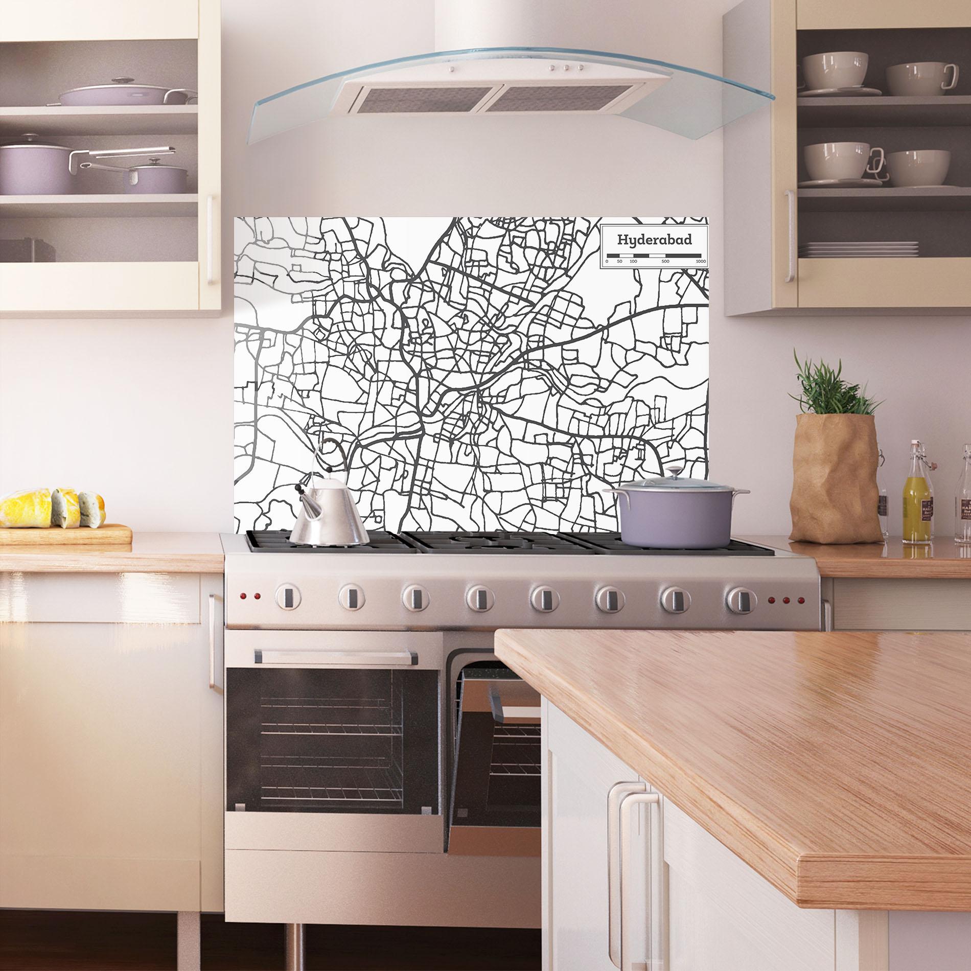 Стъклен панел за кухня Hyderabad Map mockup 1