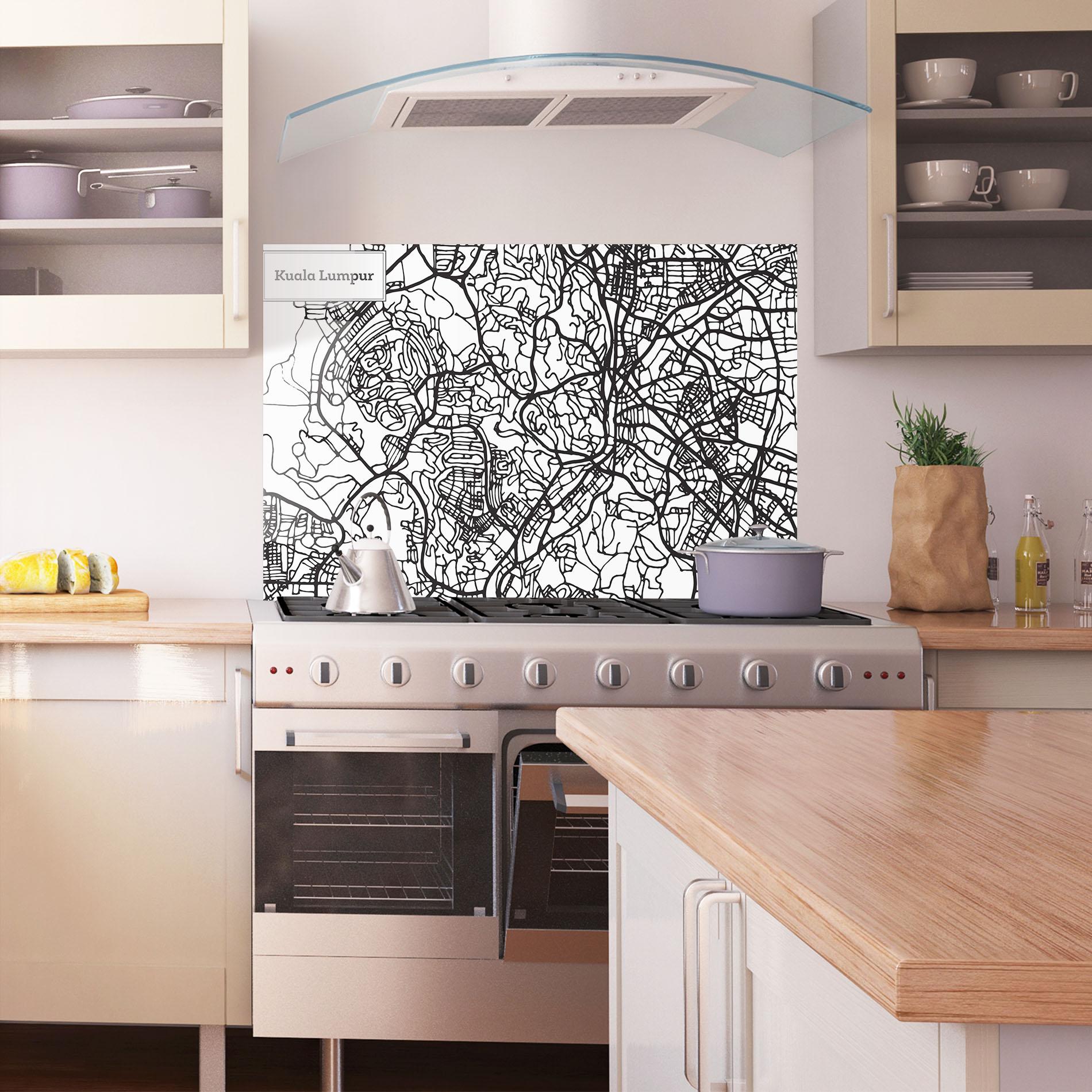 Стъклен панел за кухня Kuala Lumpur Map mockup 1