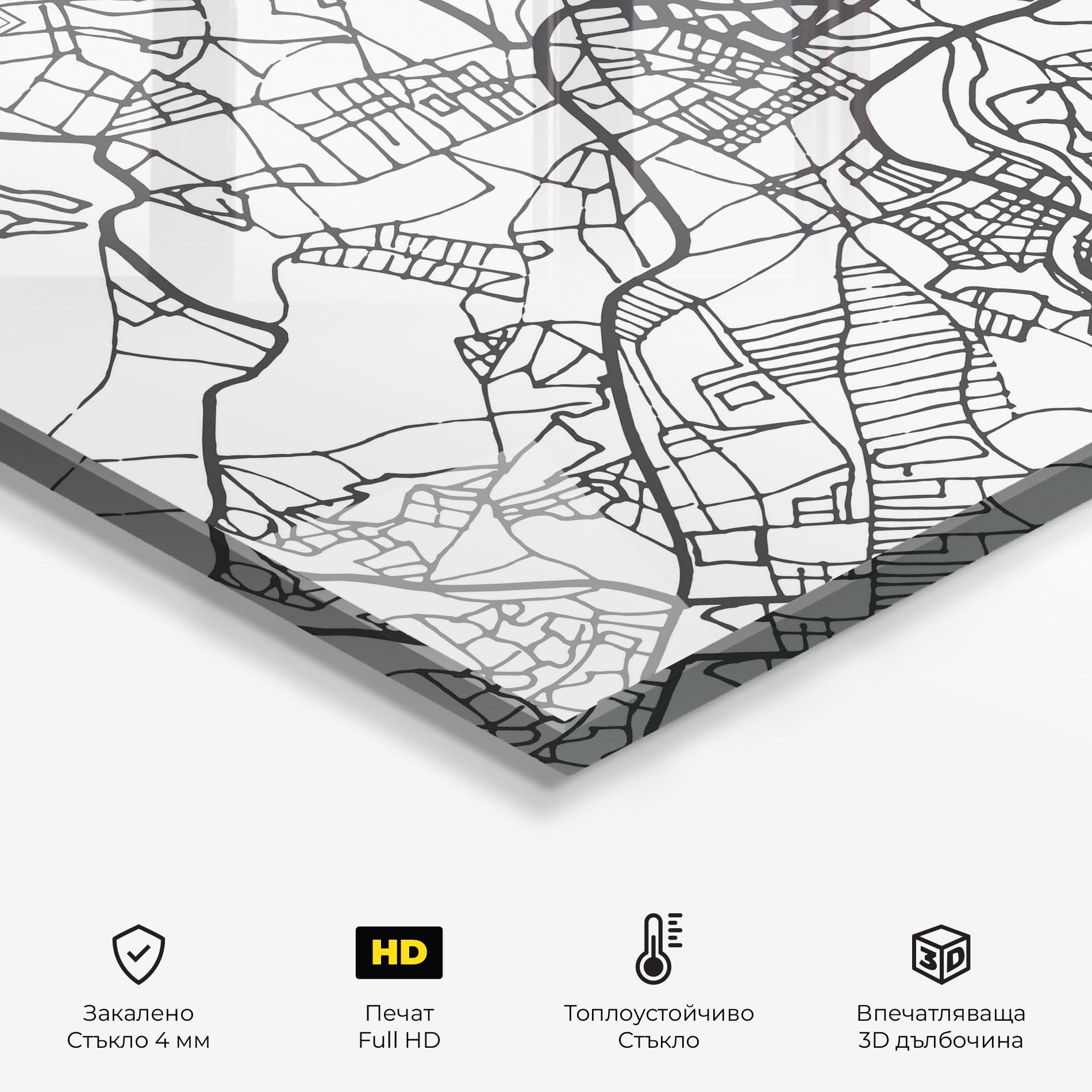 Стъклен панел за кухня Belfast Map mockup 2