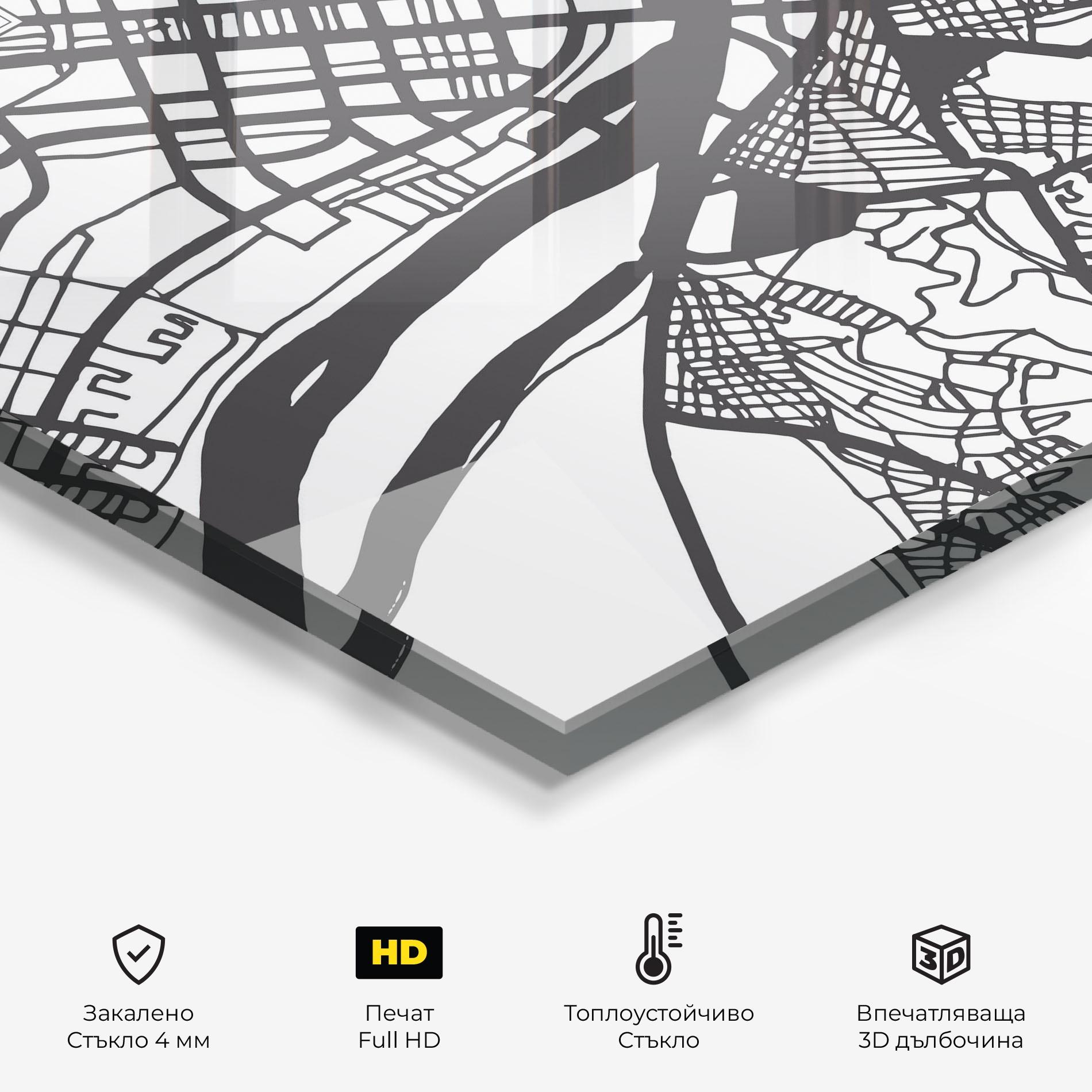 Стъклен панел за кухня Belgrade Map mockup 2