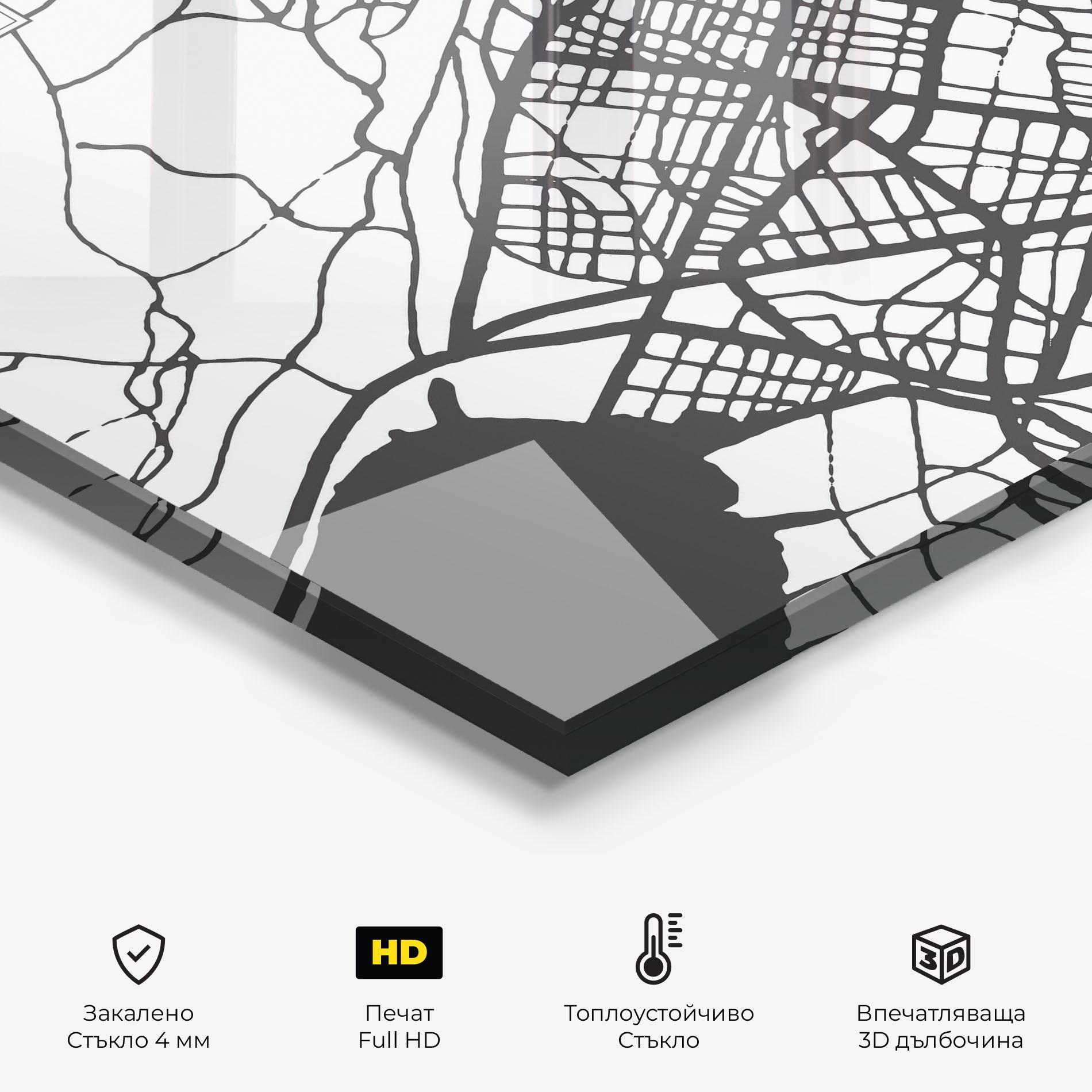 Стъклен панел за кухня Biel Map mockup 2